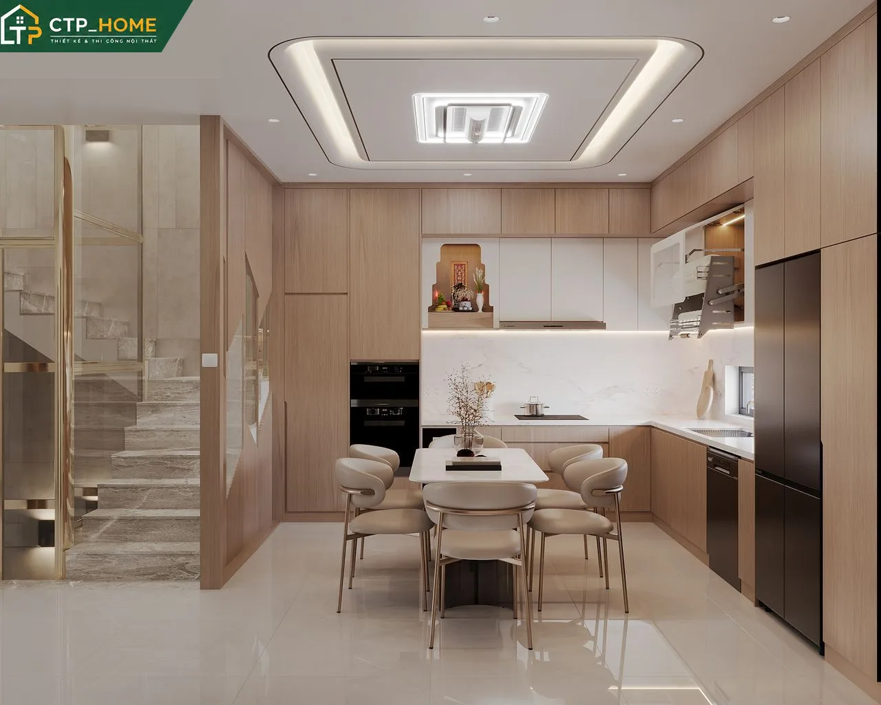 Khu vực bếp ăn thiết kế nội thất nhà phố 3 tầng