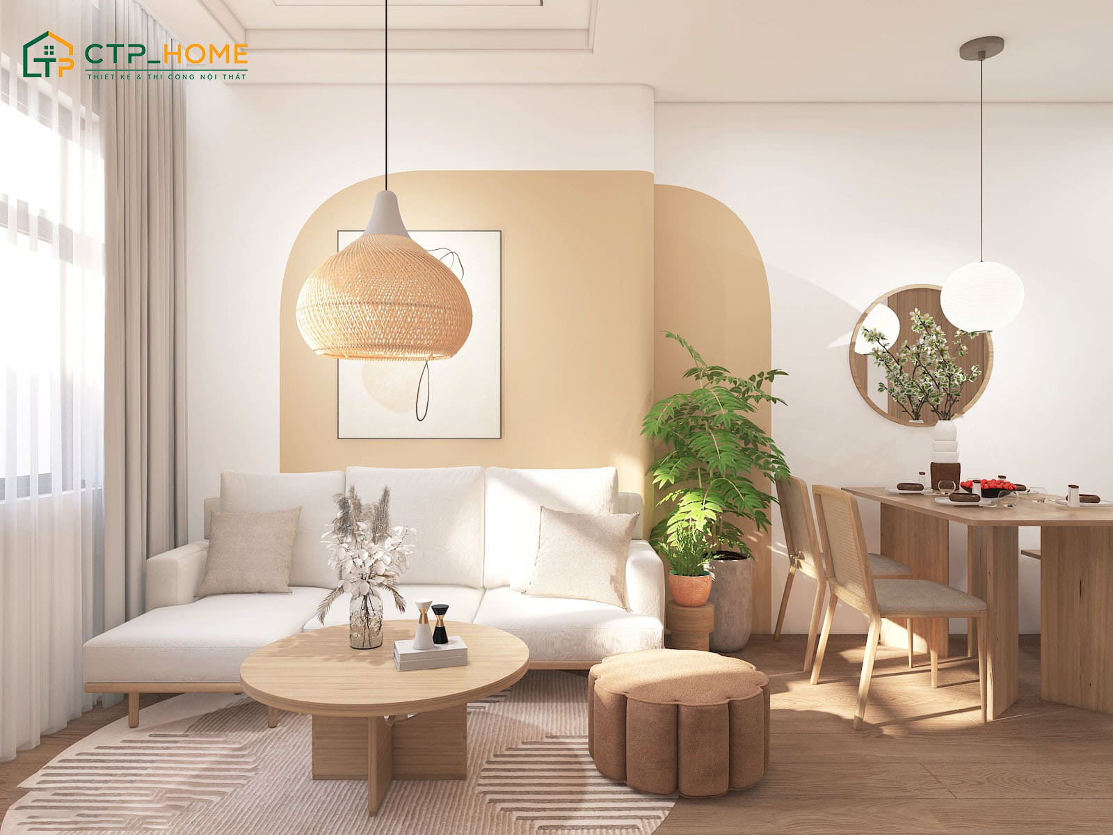 Nên tận dụng không gian phía sau ghế sofa để trang trí cho phòng khách chung cư