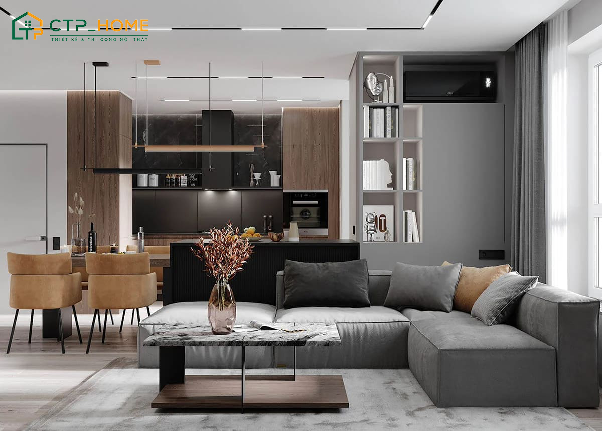 Mẫu thiết kế nội thất phòng khách phong cách hiện đại đang được nhiều gia chủ lựa chọn