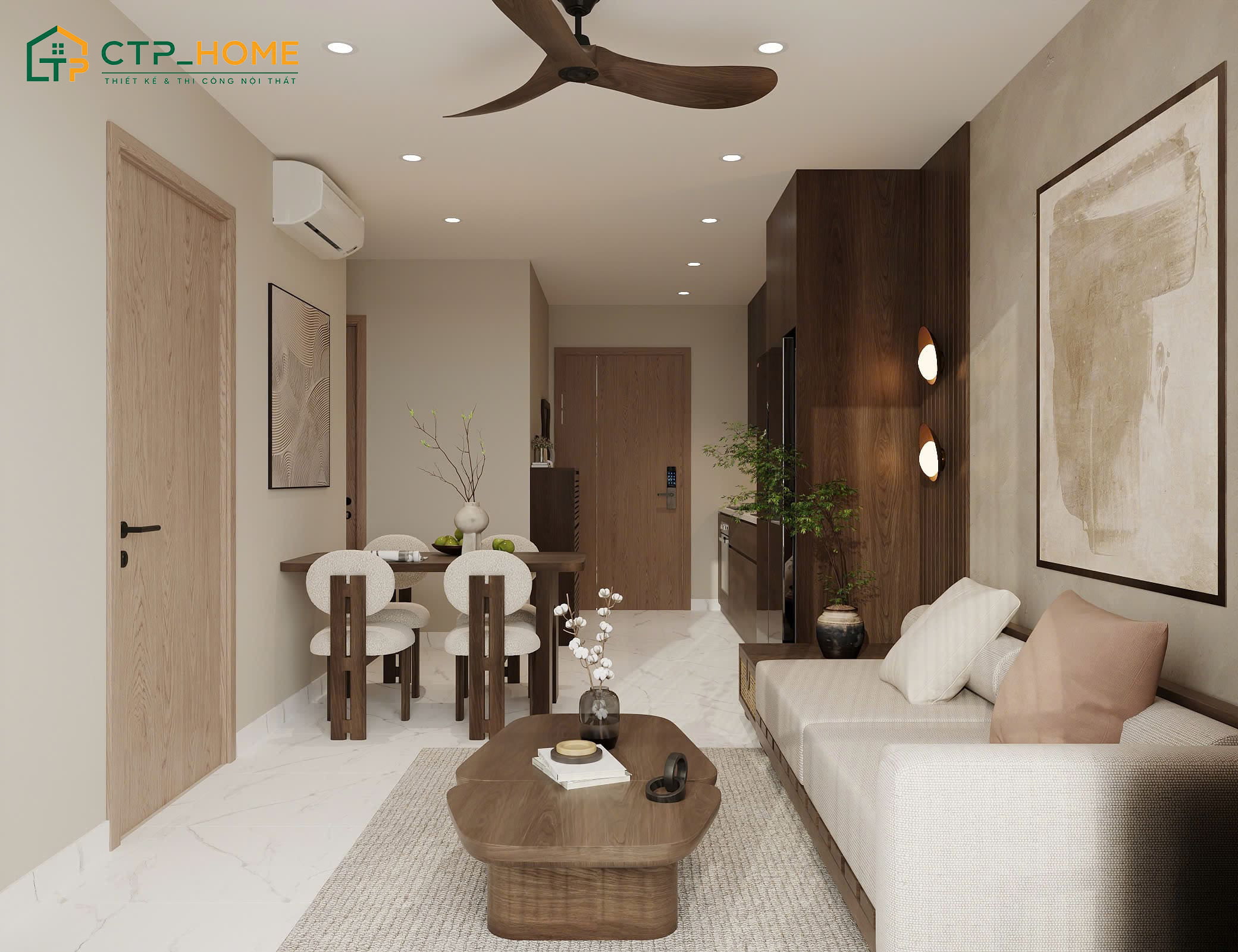 Mẫu thiết kế phòng khách phong cách Wabi Sabi sẽ tận dụng tối đa ánh sáng tự nhiên