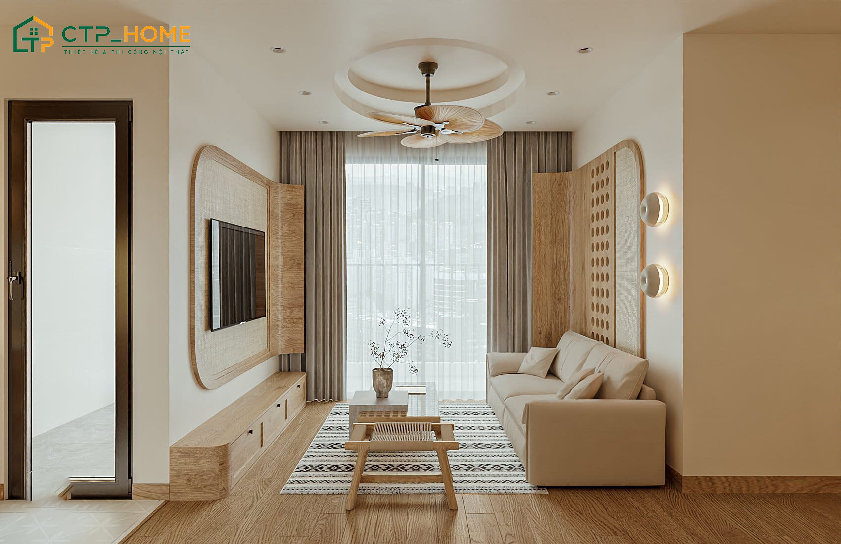 Nội thất phòng khách chung cư đơn giản hóa nhưng vẫn sẽ đảm bảo các công năng cơ bản