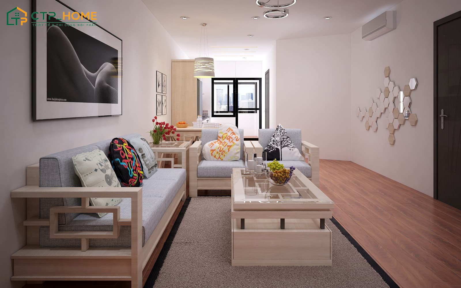 Mẫu trang trí phòng khách chung cư 20m2 phù hợp với phong cách tối giản để giúp tối ưu diện tích