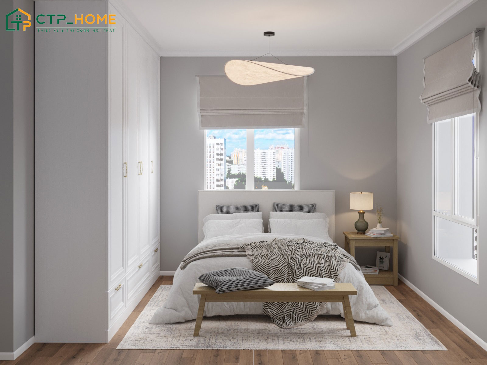 Mẫu phòng ngủ căn hộ nhỏ xinh theo phong cách tối giản, hiện đại
