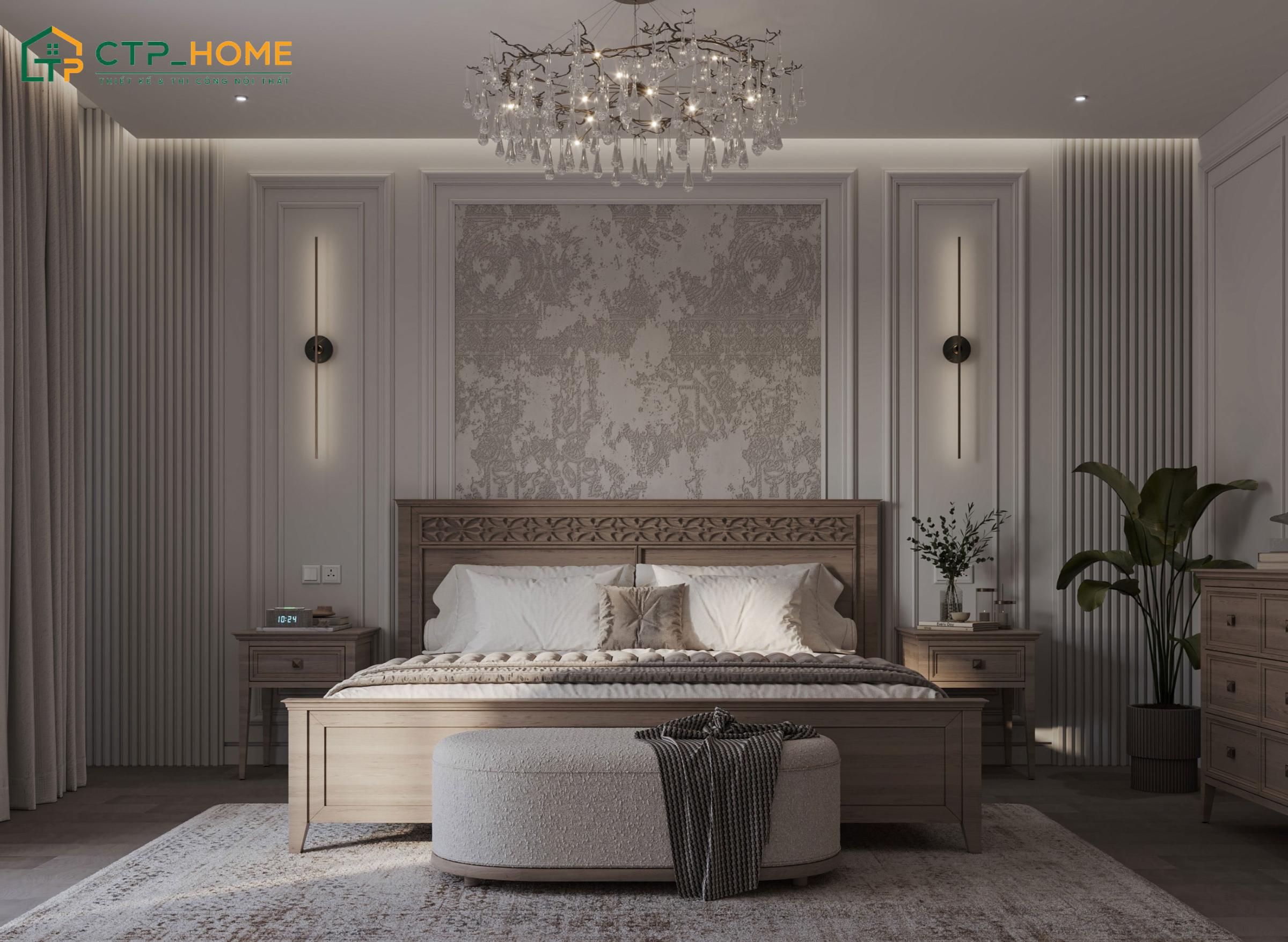 Mẫu thiết kế phòng ngủ phong cách tân cổ điển chung cư sẽ thể hiện phong cách sống của gia chủ