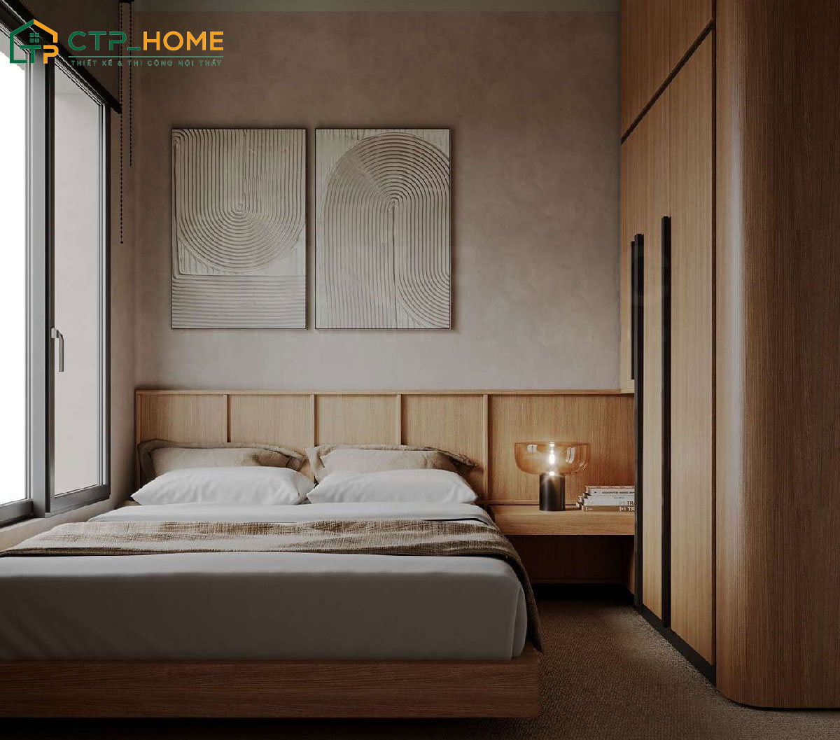 Mẫu phòng ngủ căn hộ 10m2 ưu tiên không gian nghỉ ngơi và hạn chế các đồ nội thất có kích thước quá lớn