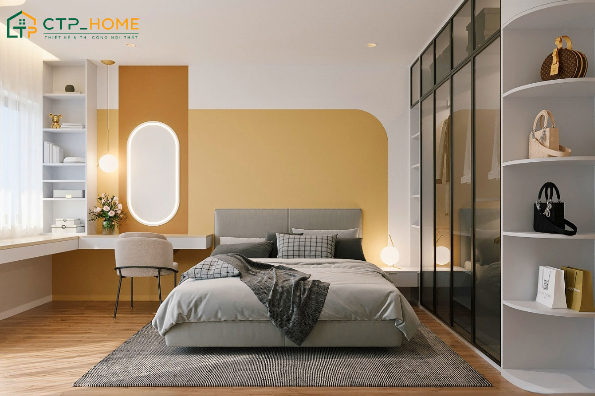 Mẫu thiết kế nội thất phòng ngủ chung cư 15m2 hiện đại, trẻ trung và cực kỳ năng động cho cặp vợ chồng trẻ