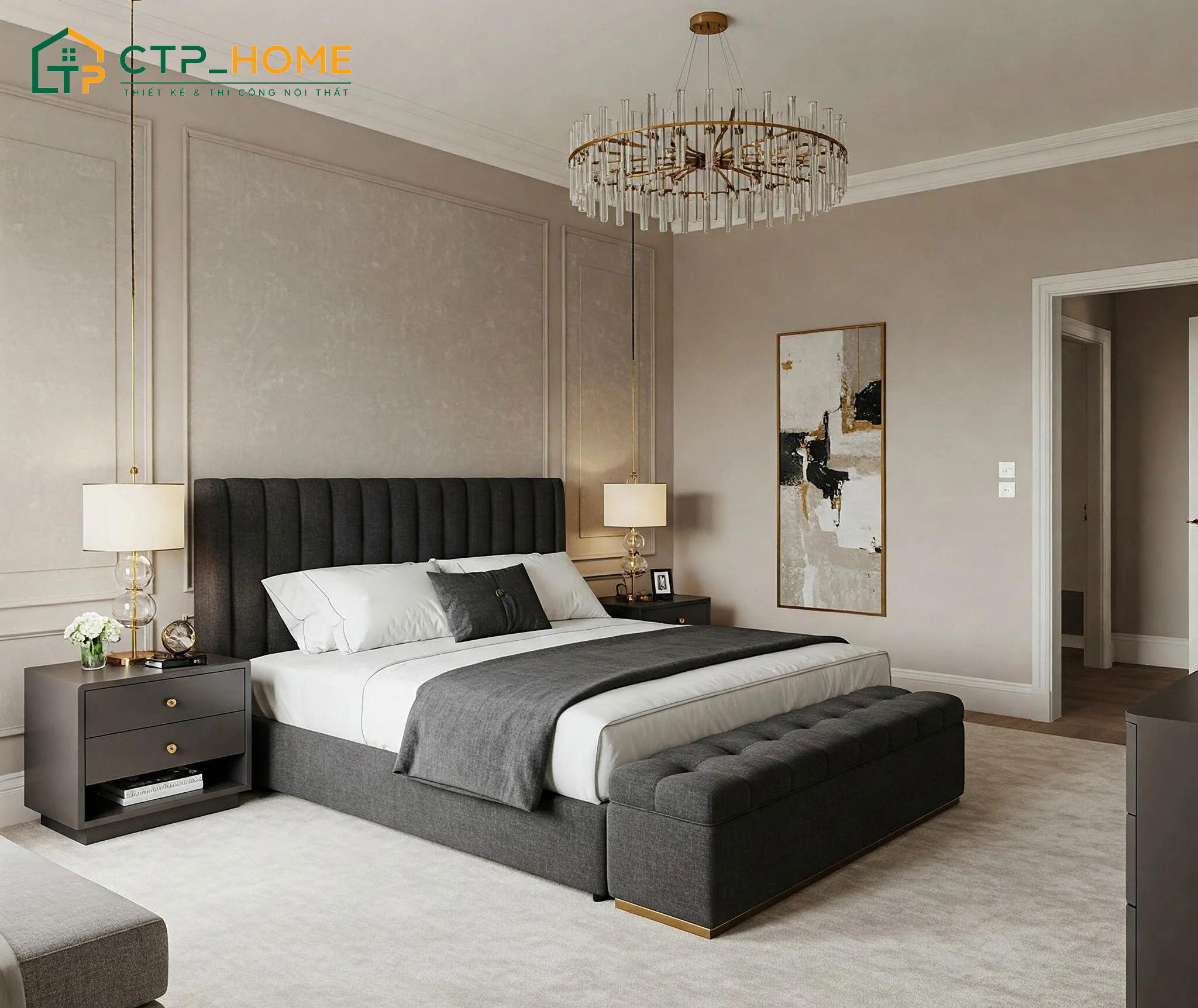 Mẫu phòng ngủ căn hộ 20m2 được phân chia bố cục rõ ràng giúp đem lại sự gọn gàng và thuận tiện khi sử dụng