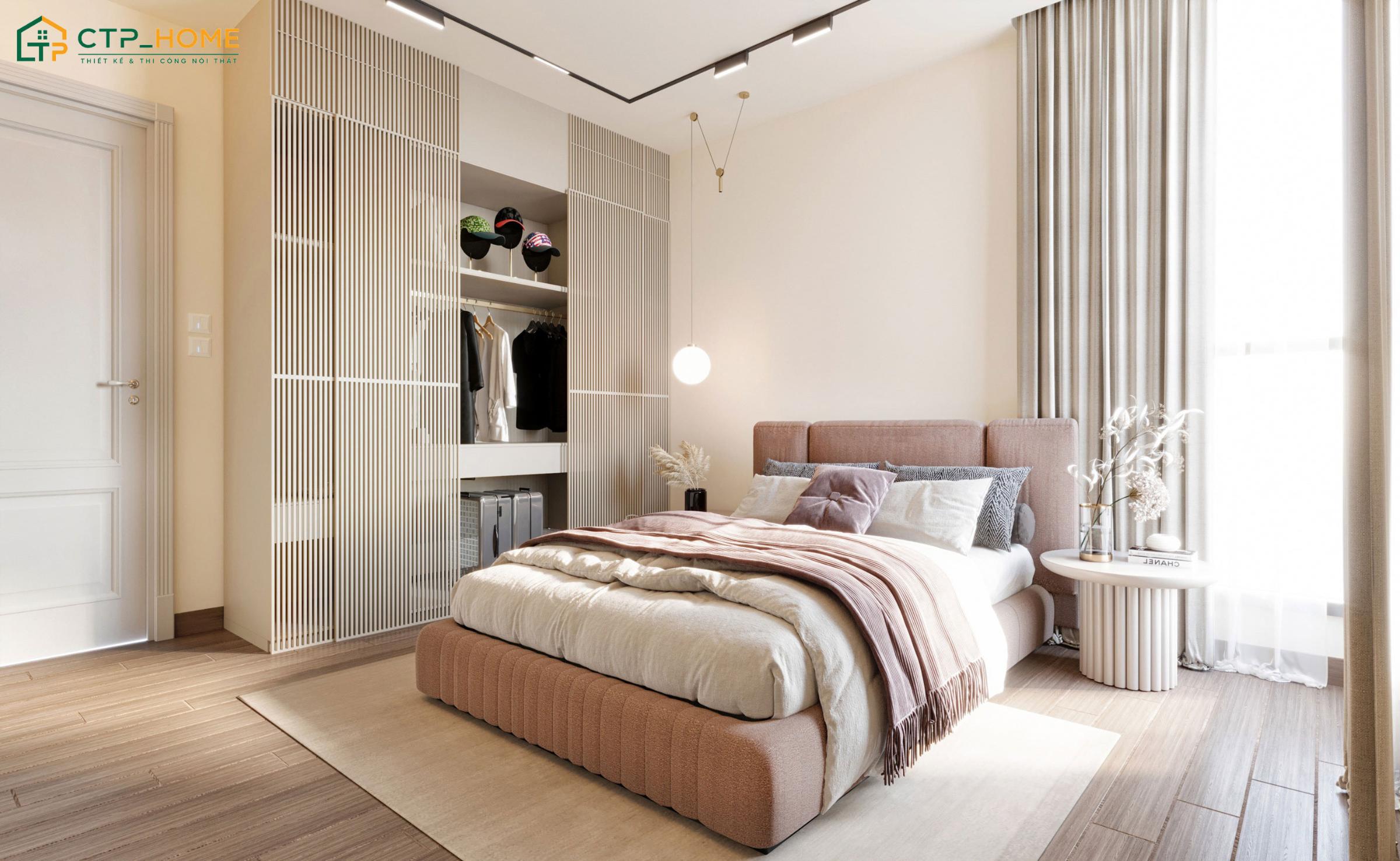 Mẫu thiết kế phòng ngủ chung cư 20m2 đẹp, tone màu trung tính đầy thanh lịch