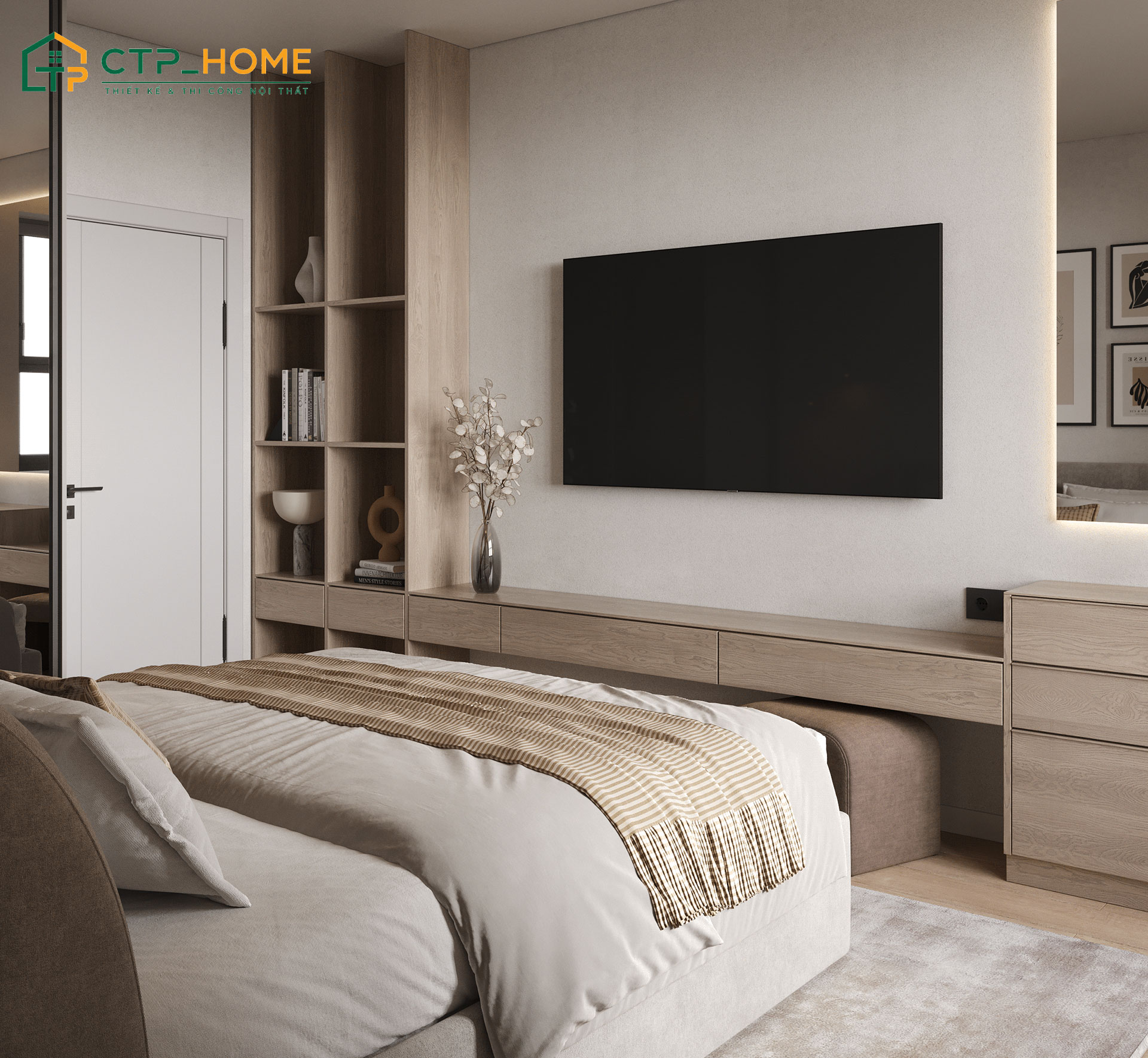 Sử dụng hệ tủ gỗ công nghiệp cao cấp, vừa sang vừa tối ưu chi phí