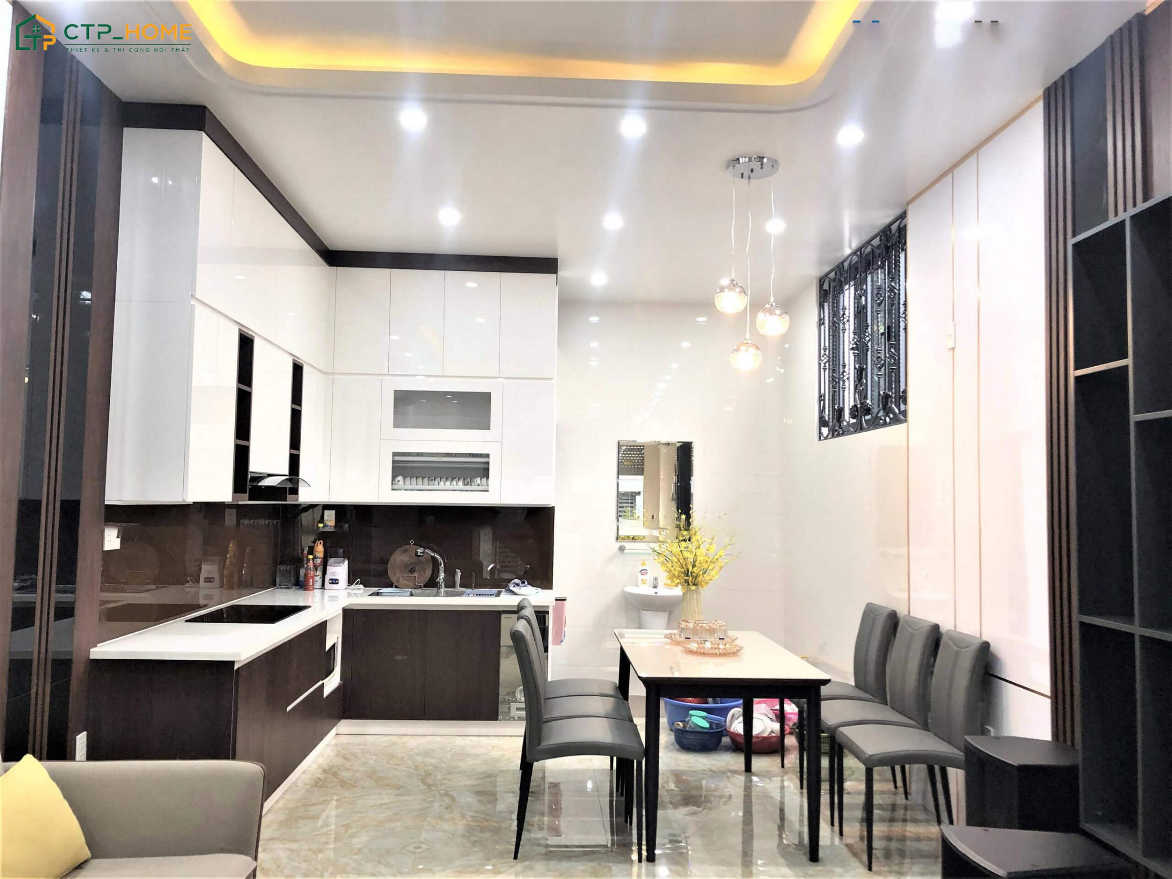 Mẫu dự án thi công phòng bếp bằng gỗ công nghiệp của gia đình Chị Hà tại Quận 7