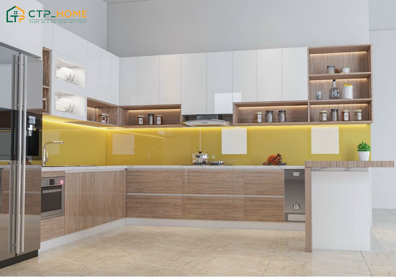 Mẫu thiết kế bếp phủ Melamine chống cong vênh hiệu quả