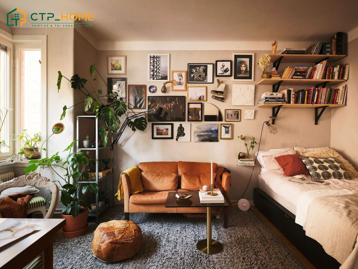 Mẫu thiết kế căn hộ Studio phong cách Vintage được nhiều gia chủ yêu thích