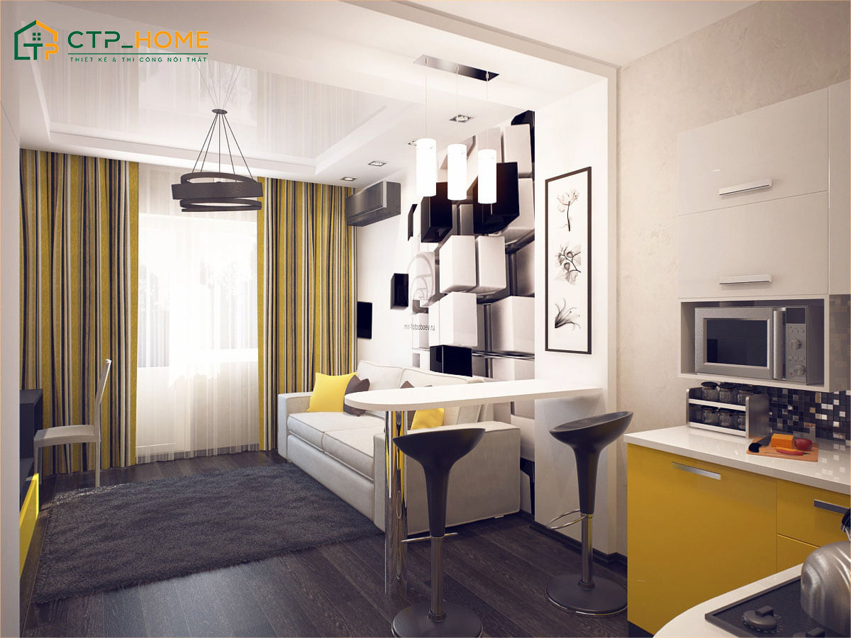 Mẫu thiết kế căn hộ Studio có diện tích nhỏ sẽ trú trọng vào việc tối ưu không gian