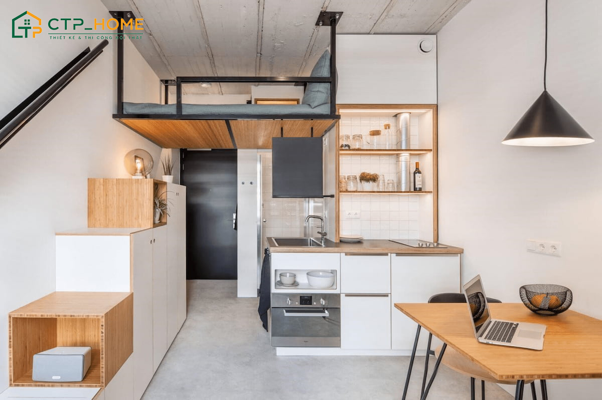 Mẫu thiết kế căn Studio diện tích 20m2 rất phù hợp với những người trẻ sống một mình