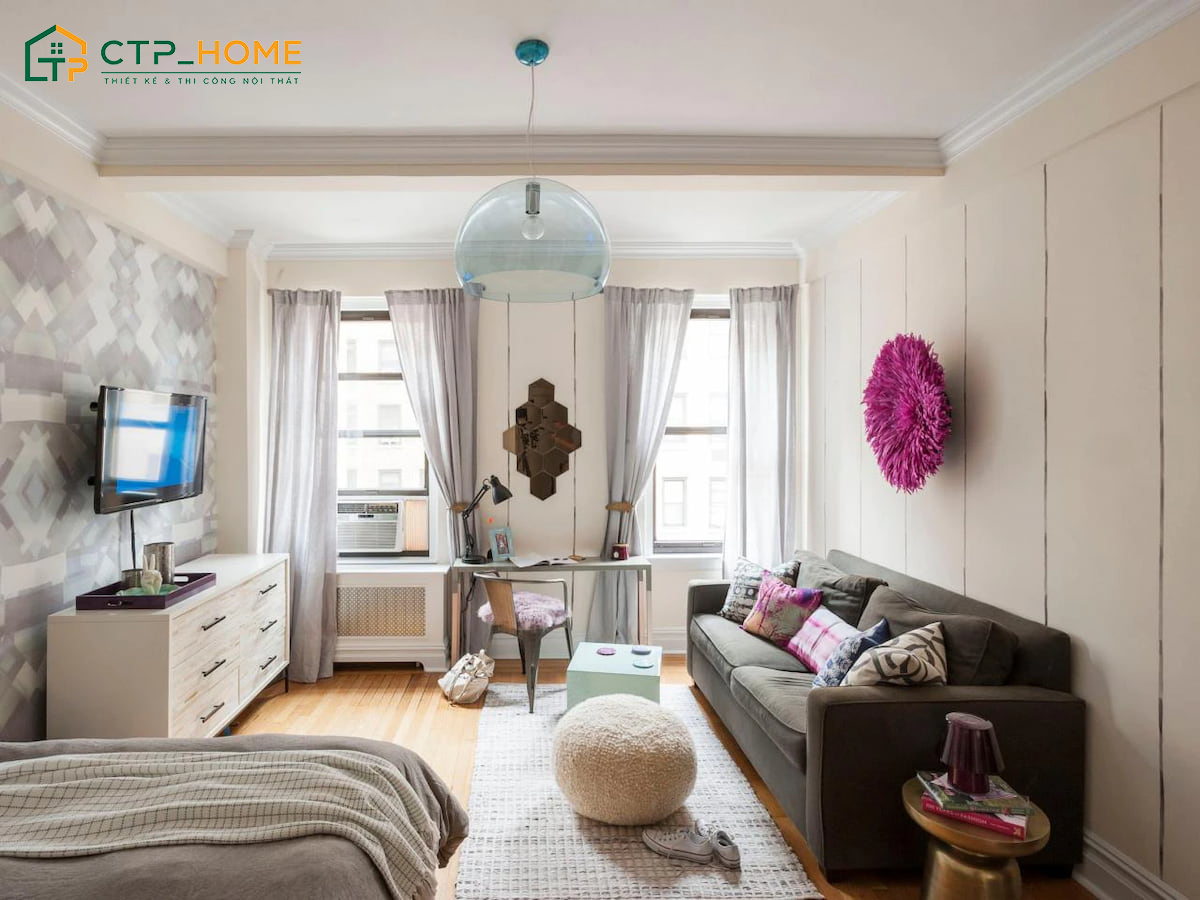 Mẫu thiết kế căn hộ Studio 20m2 có thiết kế nhỏ gọn, đa năng giúp tiết kiệm diện tích