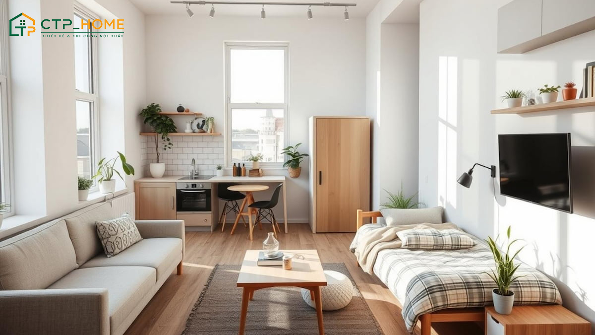 Mẫu thiết kế căn hộ Studio đẹp diện tích 30m2 đang được nhiều người yêu thích hiện nay