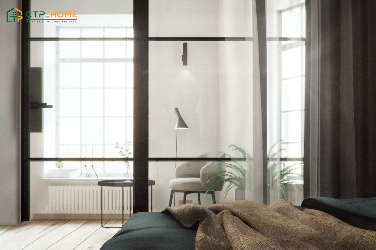 Khu vực giải trí, đọc sách được đặt cạnh phòng ngủ tạo sự tiện lợi khi sử dụng