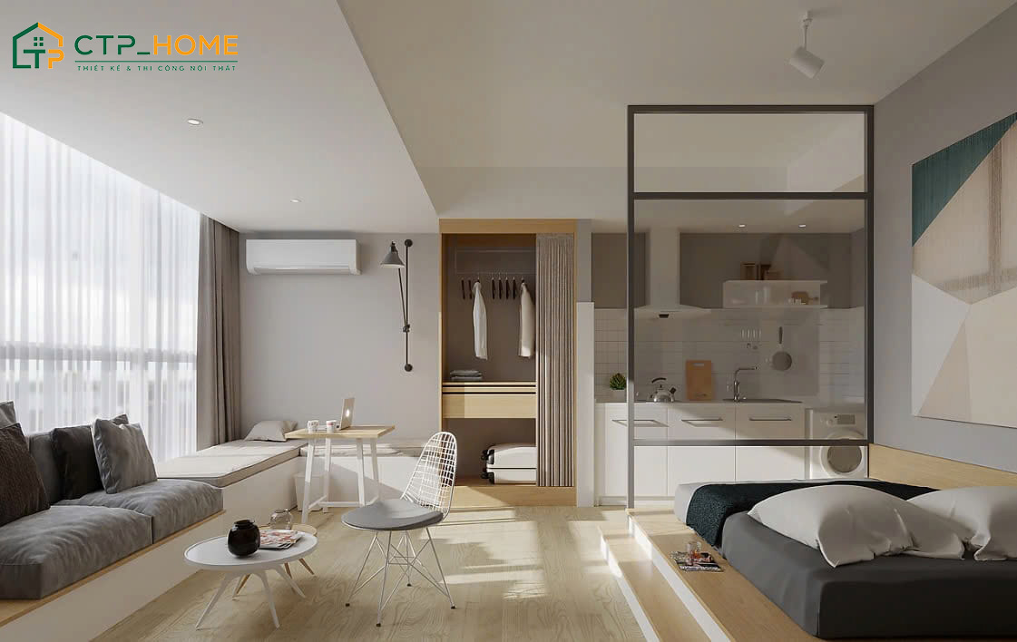 Thiết kế Studio với nội thất thông minh, gấp gọn giúp tiết kiệm diện tích sinh hoạt