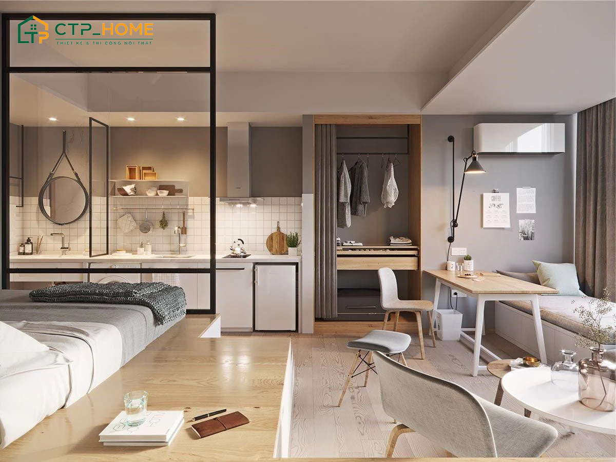 Mẫu thiết kế nội thất căn Studio phong cách hiện đại đang rất được ưa chuộng hiện nay