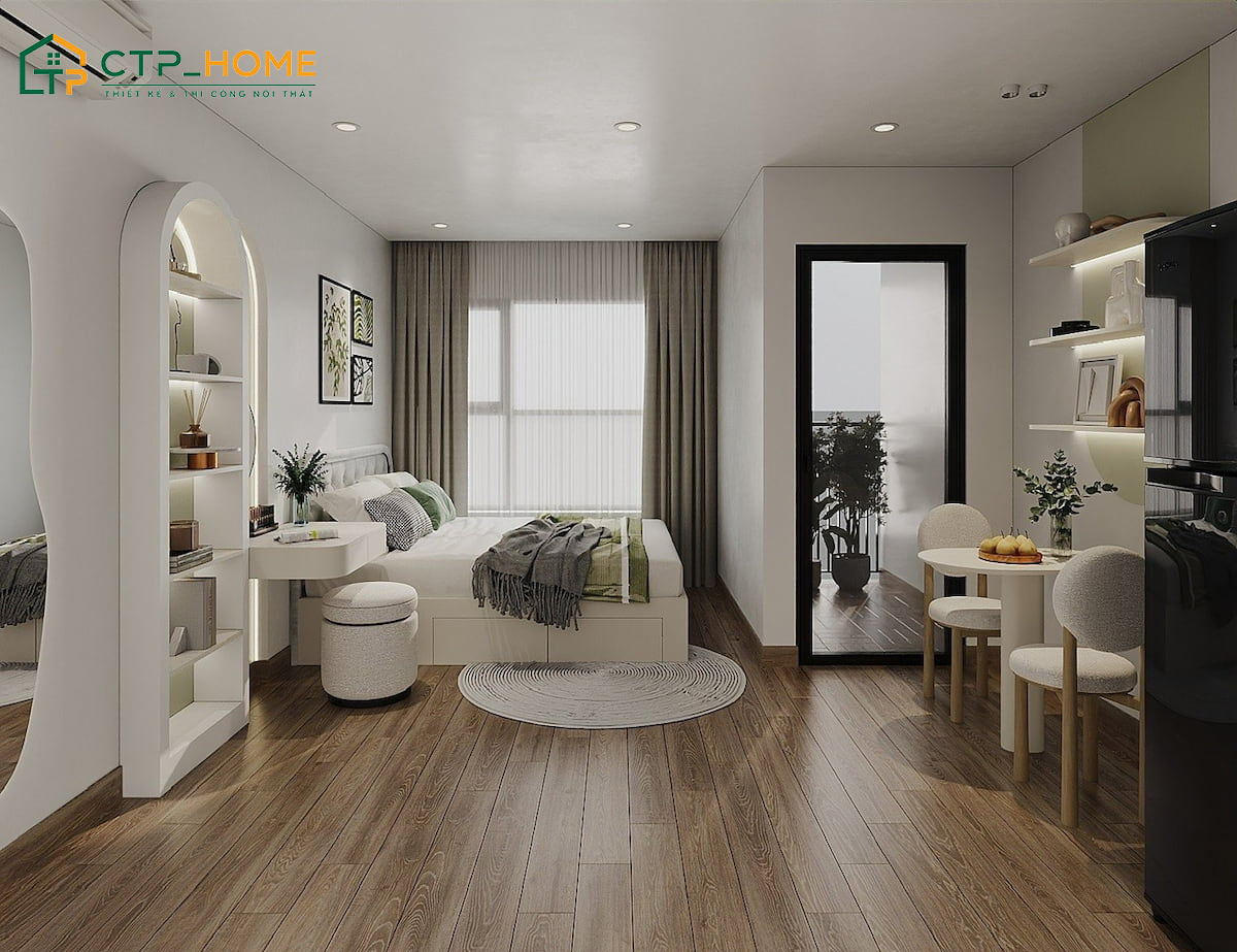 Mẫu thiết kế căn hộ Studio hiện đại có khả năng tối ưu công năng tốt, tạo cảm giác rộng rãi