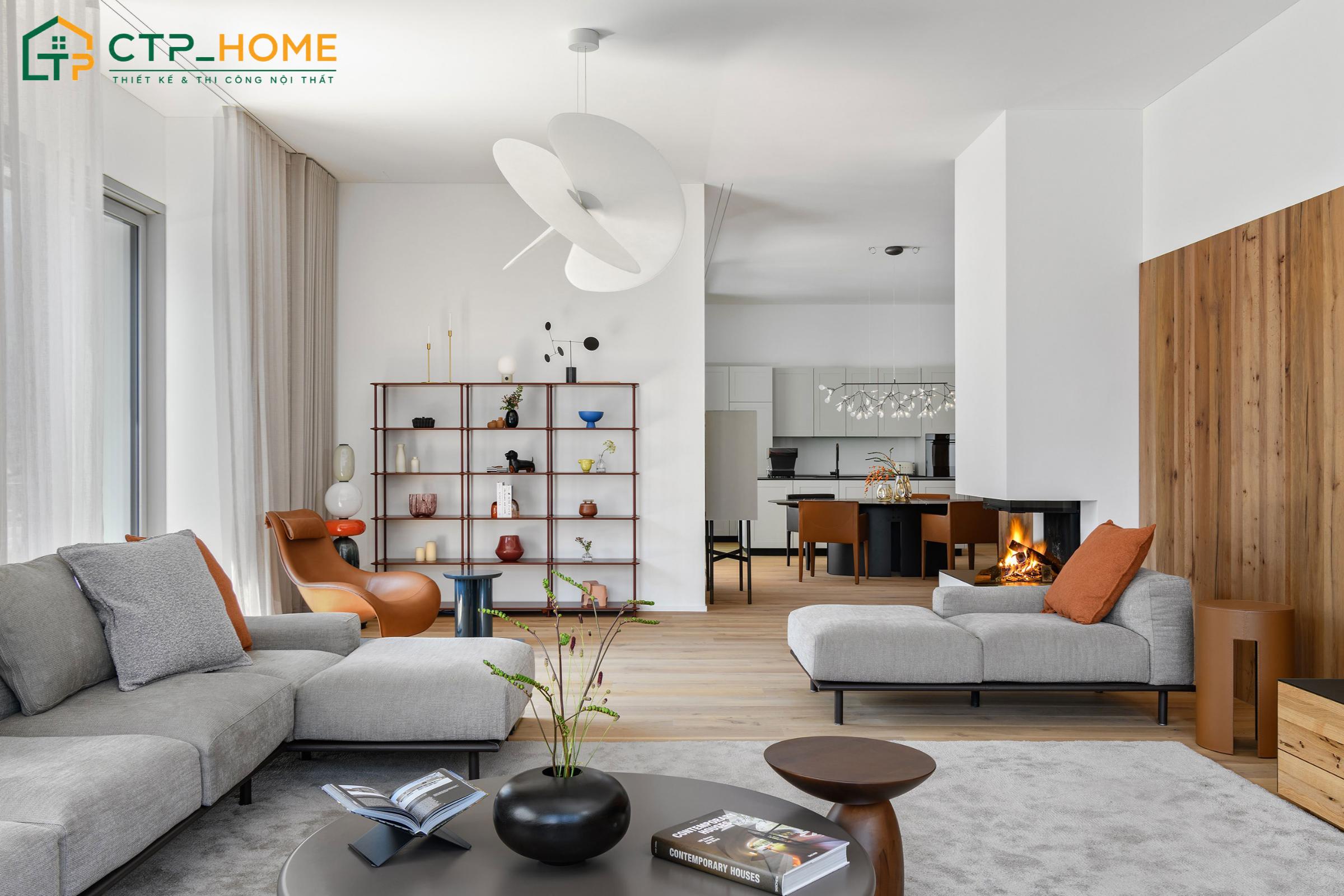 Bản thiết kế nội thất phong cách Đương Đại nổi bật với đường nét mềm mại và tính ứng dụng cao