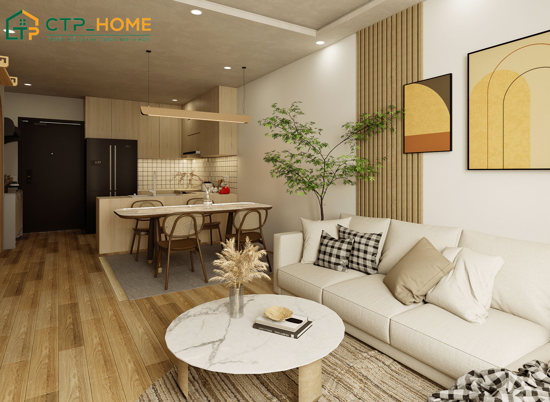 Mẫu thiết kế phòng khách chung cư tập chung vào công năng sử dụng