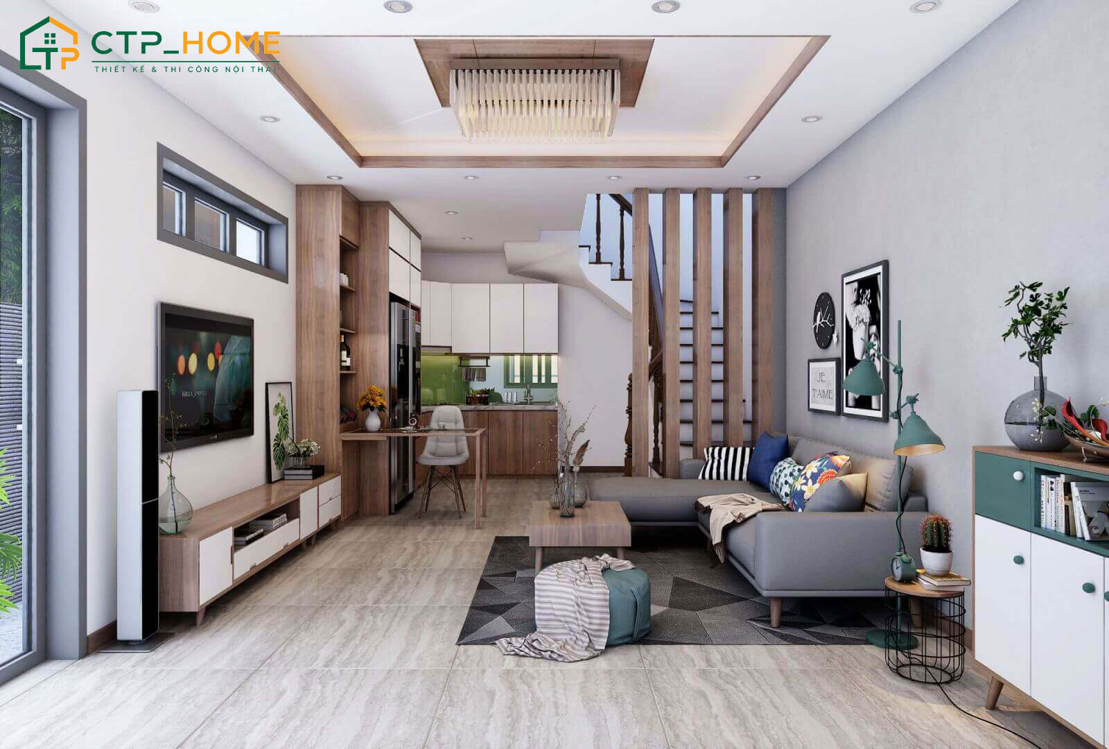 Phong cách thiết kế hiện đại nổi bật với đường nét tối giản và nội thất gọn gàng