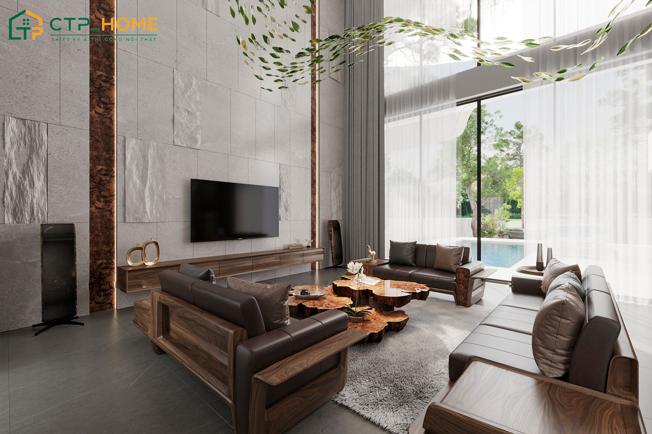 Nội thất cao cấp kết hợp vật liệu sang trọng tạo nên không gian sống cực đẳng cấp