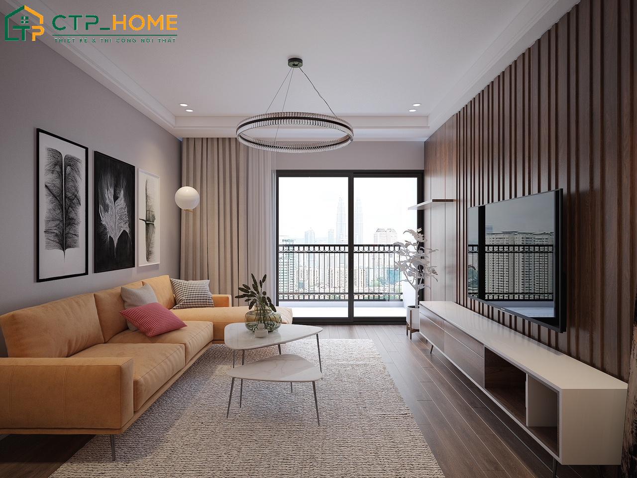 Mẫu thiết kế chung cư 1 phòng ngủ với không gian phòng khách nhẹ nhàng và tinh tế