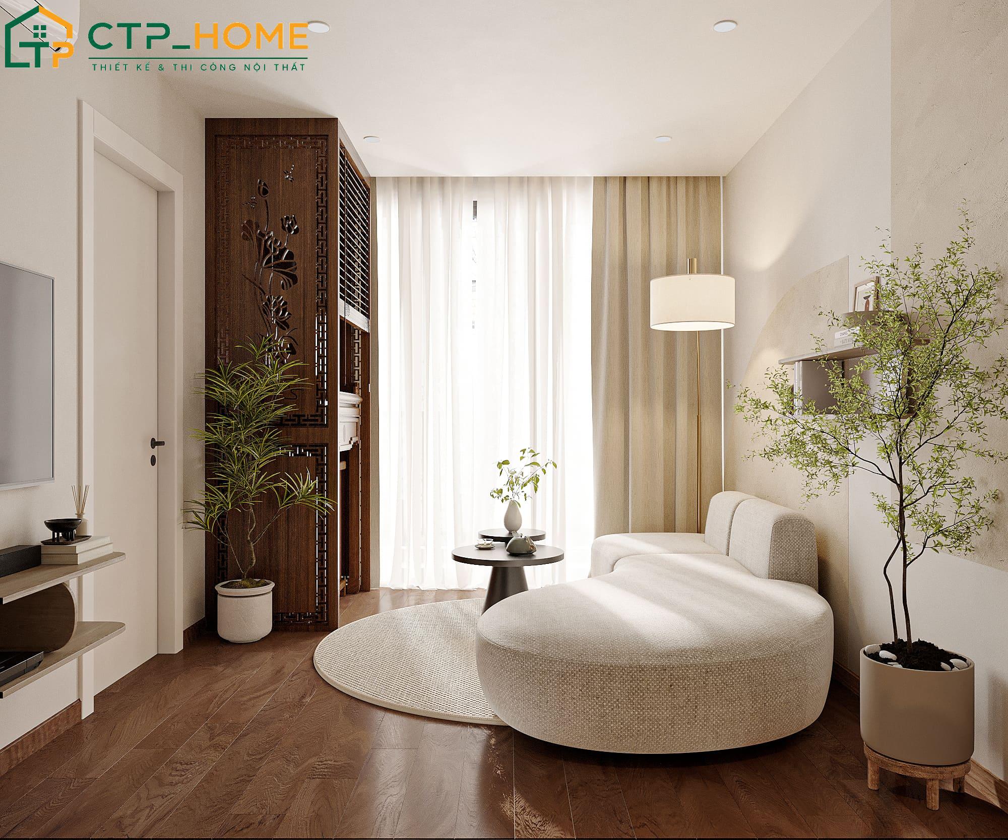 Hệ thống đèn led âm trần kết hợp sofa nỉ giúp tạo điểm nhấn sang trọng