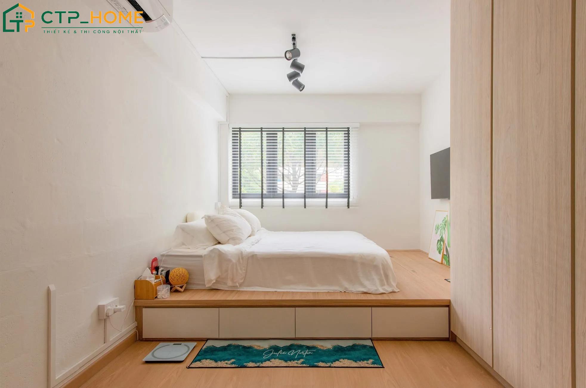 Mẫu thiết kế nội thất chung cư 1 phòng ngủ 50m2 gọn gàng với đồ nội thất thông minh