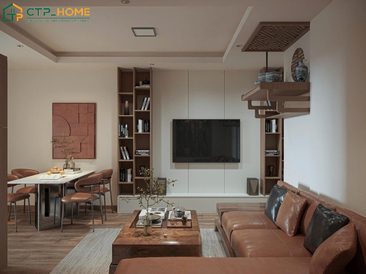 Sử dụng vách gỗ công nghiệp để ốp sau kệ tivi sẽ giúp mang lại vẻ đẹp ấn tượng và tinh tế