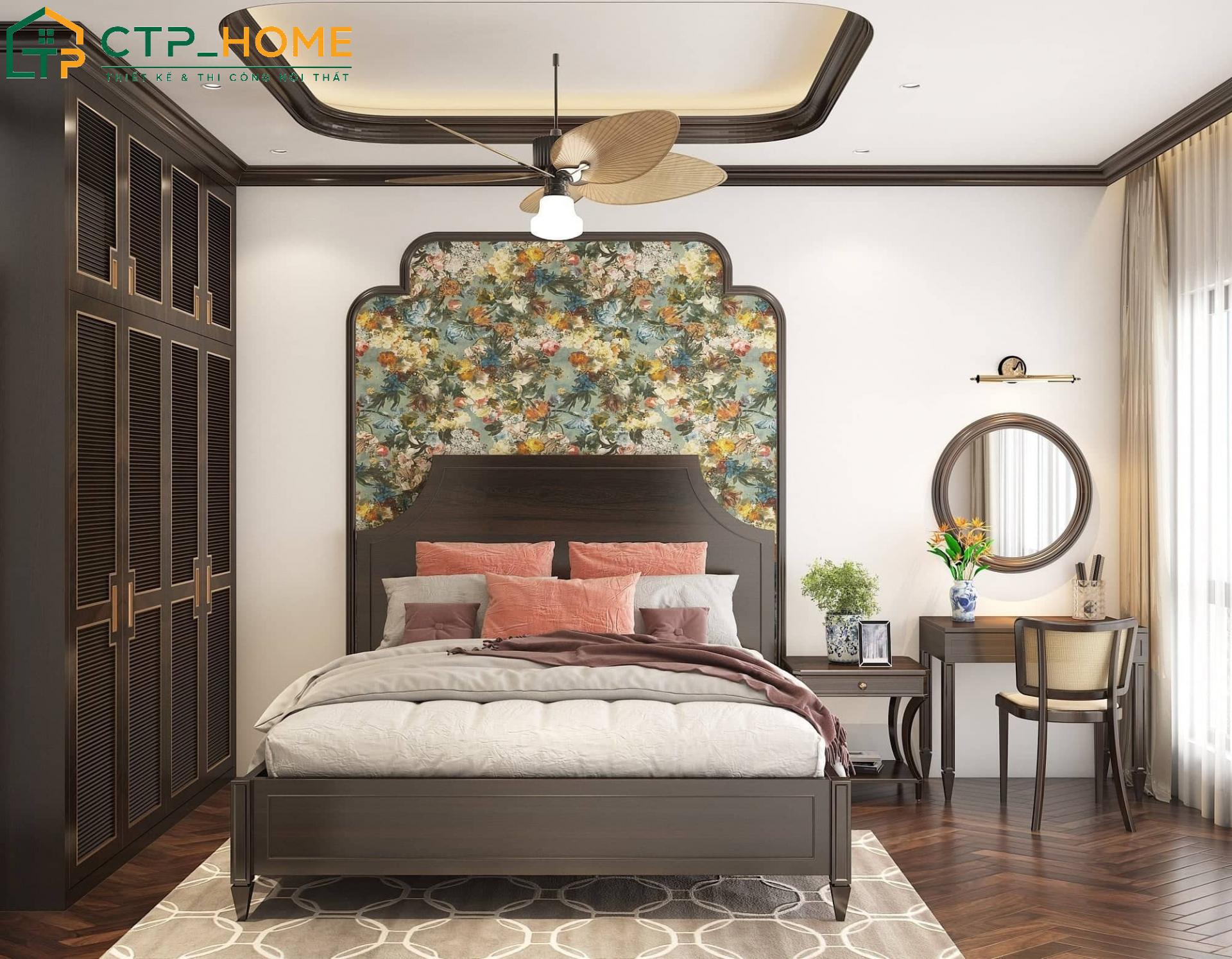 Mẫu thiết kế nội thất chung cư 1 phòng ngủ Indochine gợi nhớ đến nét đẹp của thập niên trước