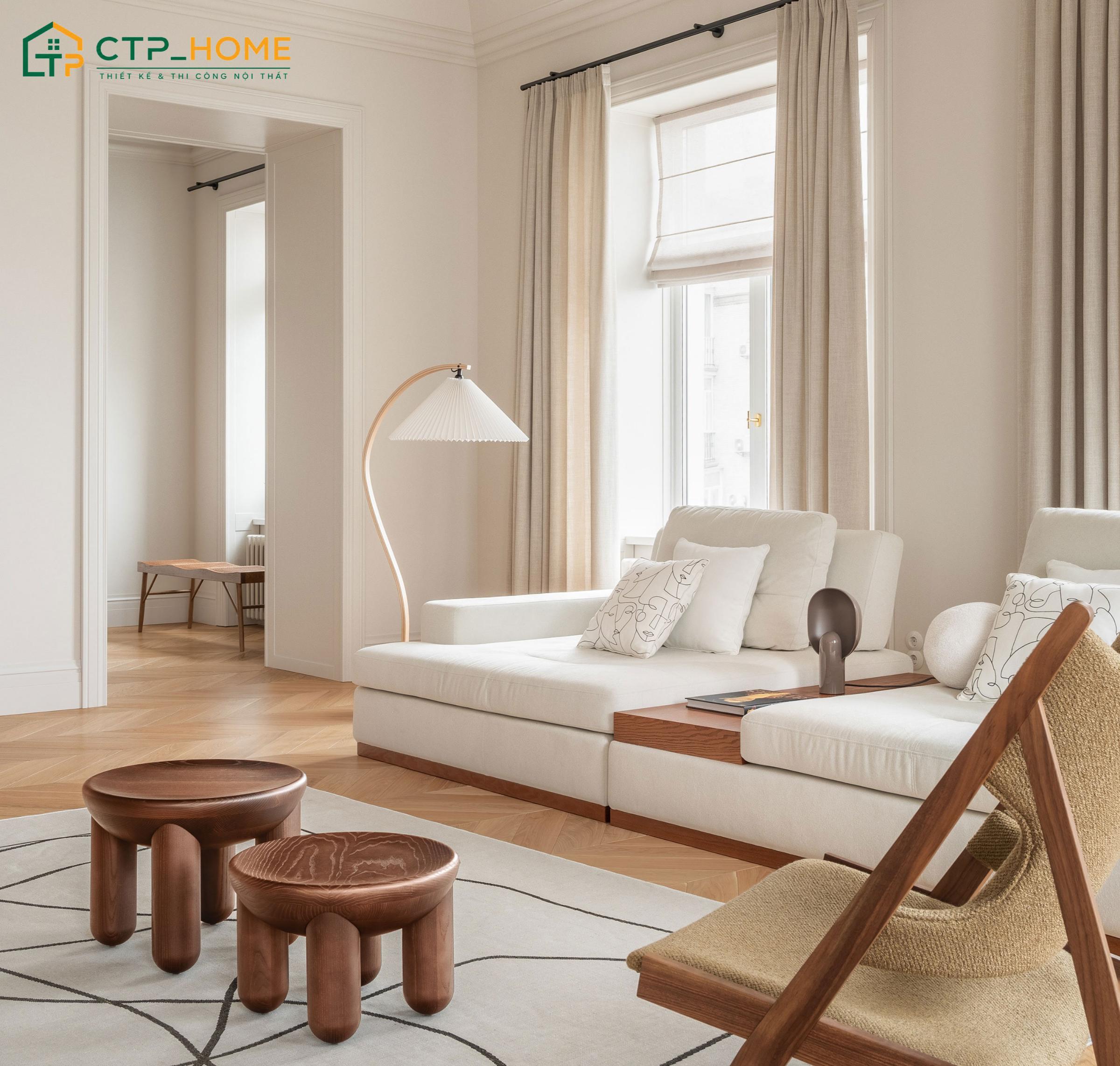 Nội thất phong cách Japandi sẽ ưu tiên chất liệu gỗ mộc mạc để đem lại cảm giác ấm cúng cho căn hộ