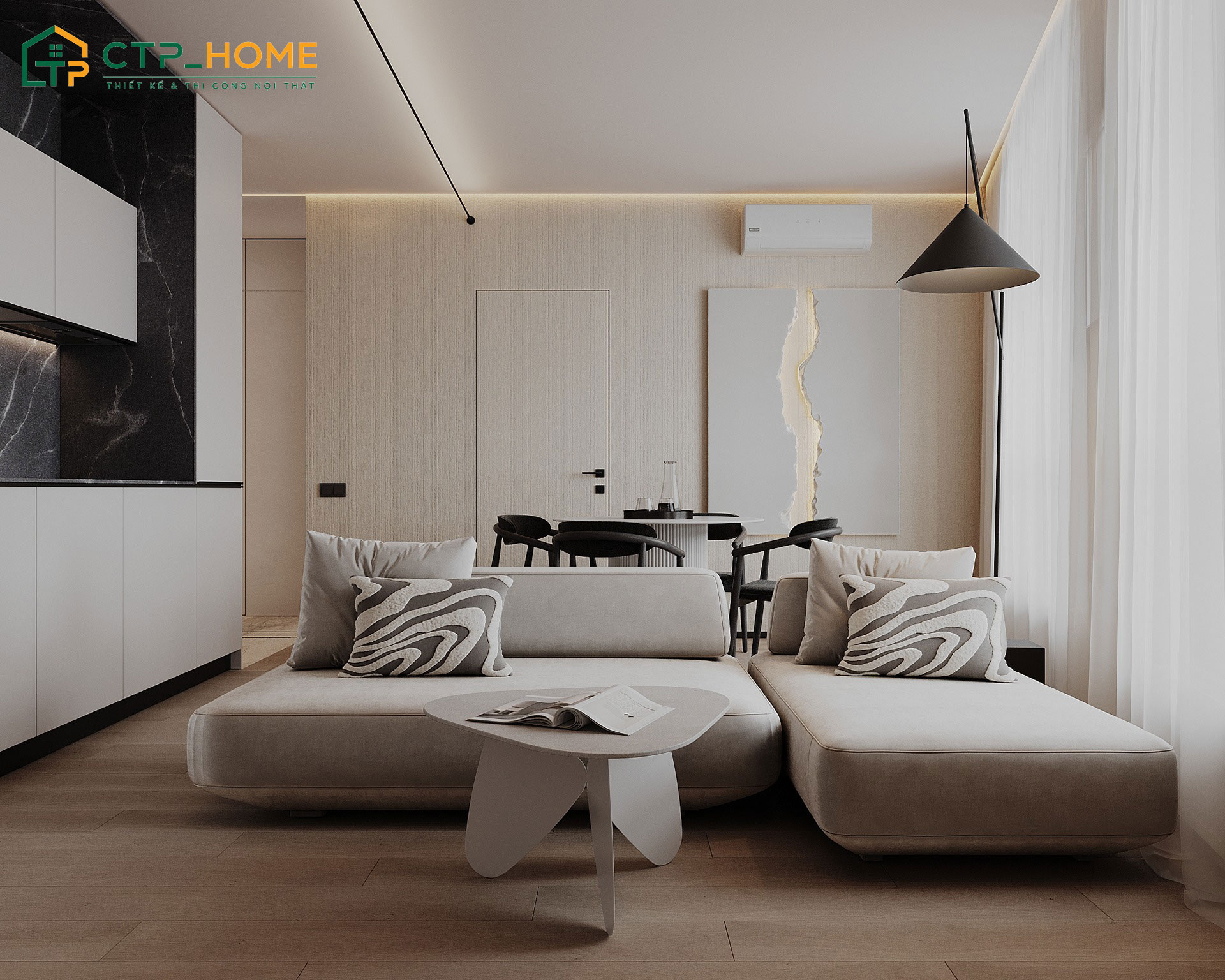 Mẫu thiết kế nội thất chung cư 2 phòng ngủ 50m2 cần đảm bảo đầy đủ công năng sử dụng