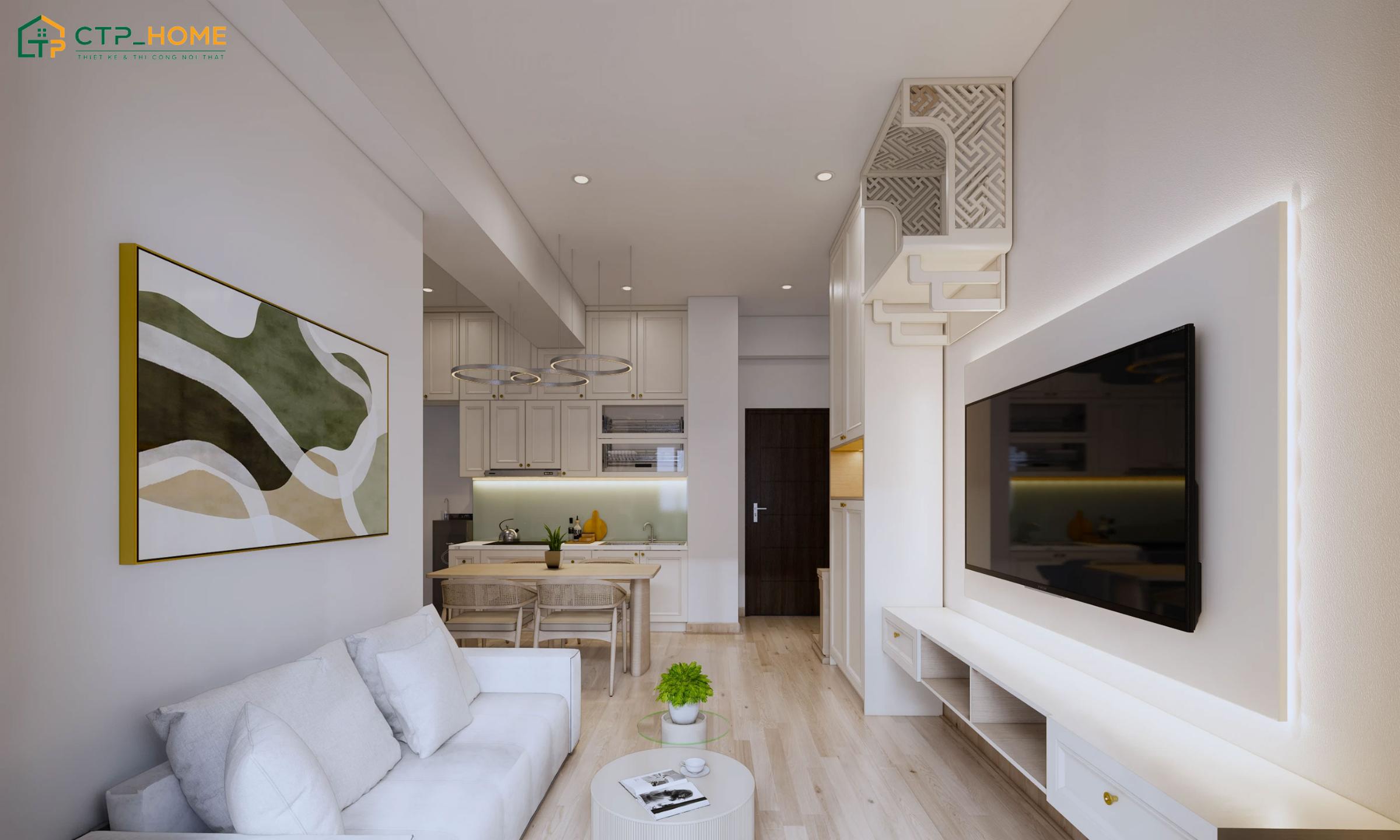 Mẫu thiết kế chung cư 2 phòng ngủ 65m2 phong cách hiện đại được nhiều gia chủ đánh giá cao