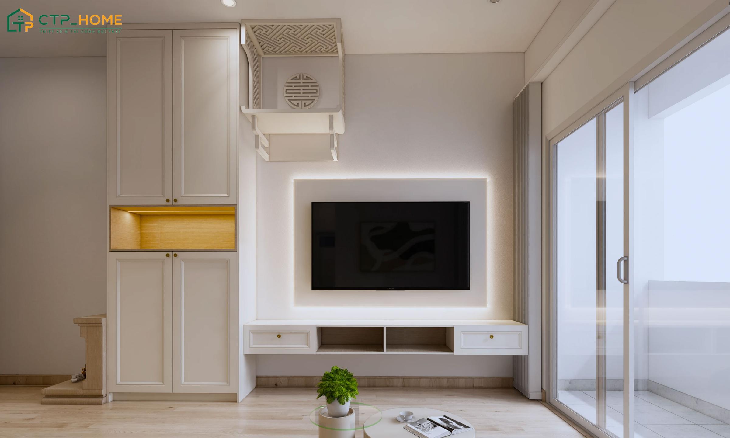 Mẫu thiết kế nội thất chung cư 2 phòng ngủ 65m2 sang trọng với tông màu trắng làm chủ đạo
