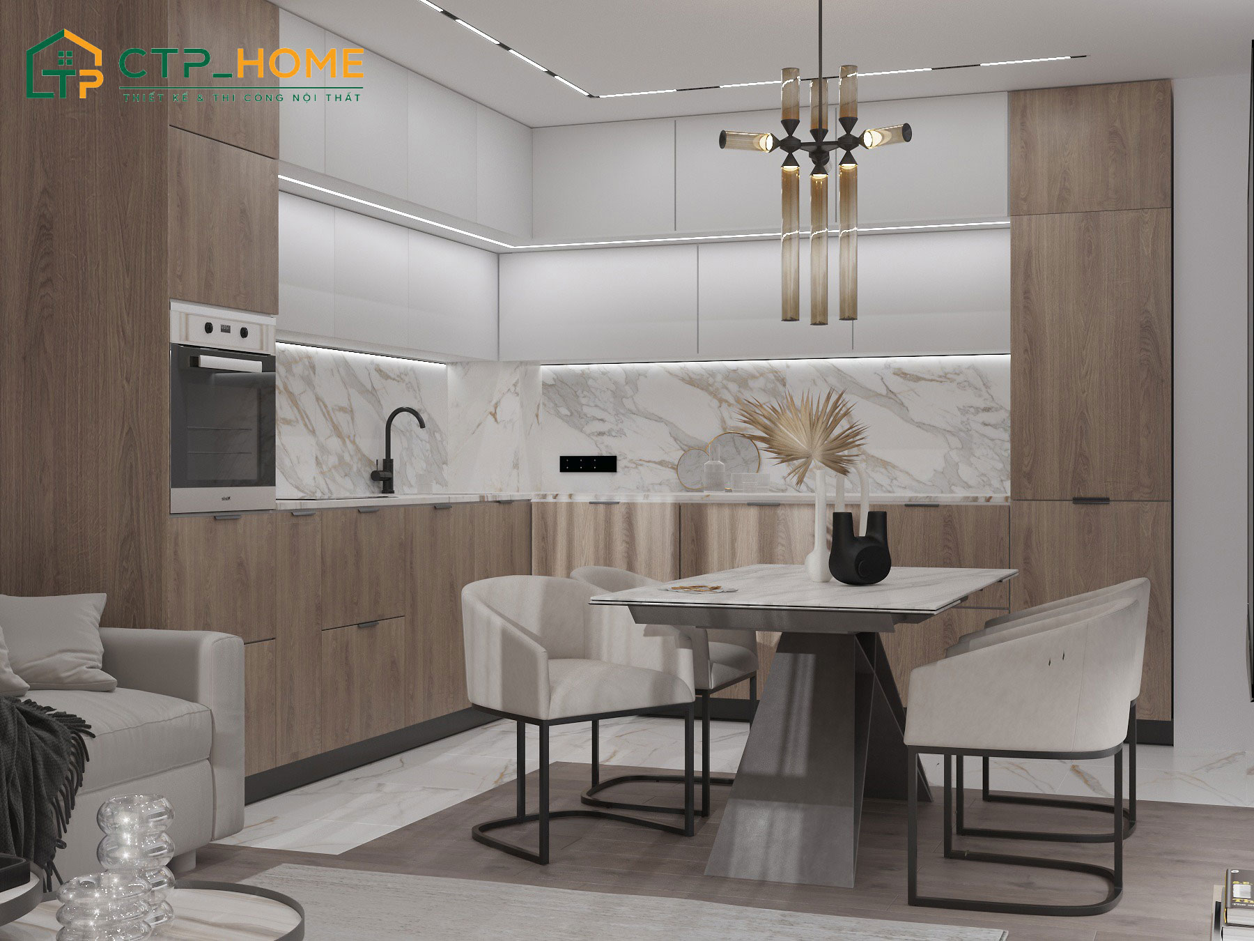 Mẫu thiết kế nội thất chung cư 2 phòng ngủ cho gia đình có con nhỏ sẽ hạn chế đồ nội thất không cần thiết
