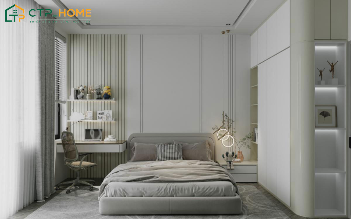 Mẫu thiết kế chung cư 2 phòng ngủ đẹp đầy đủ tiện nghi để thuận tiện cho việc chăm sóc con cái