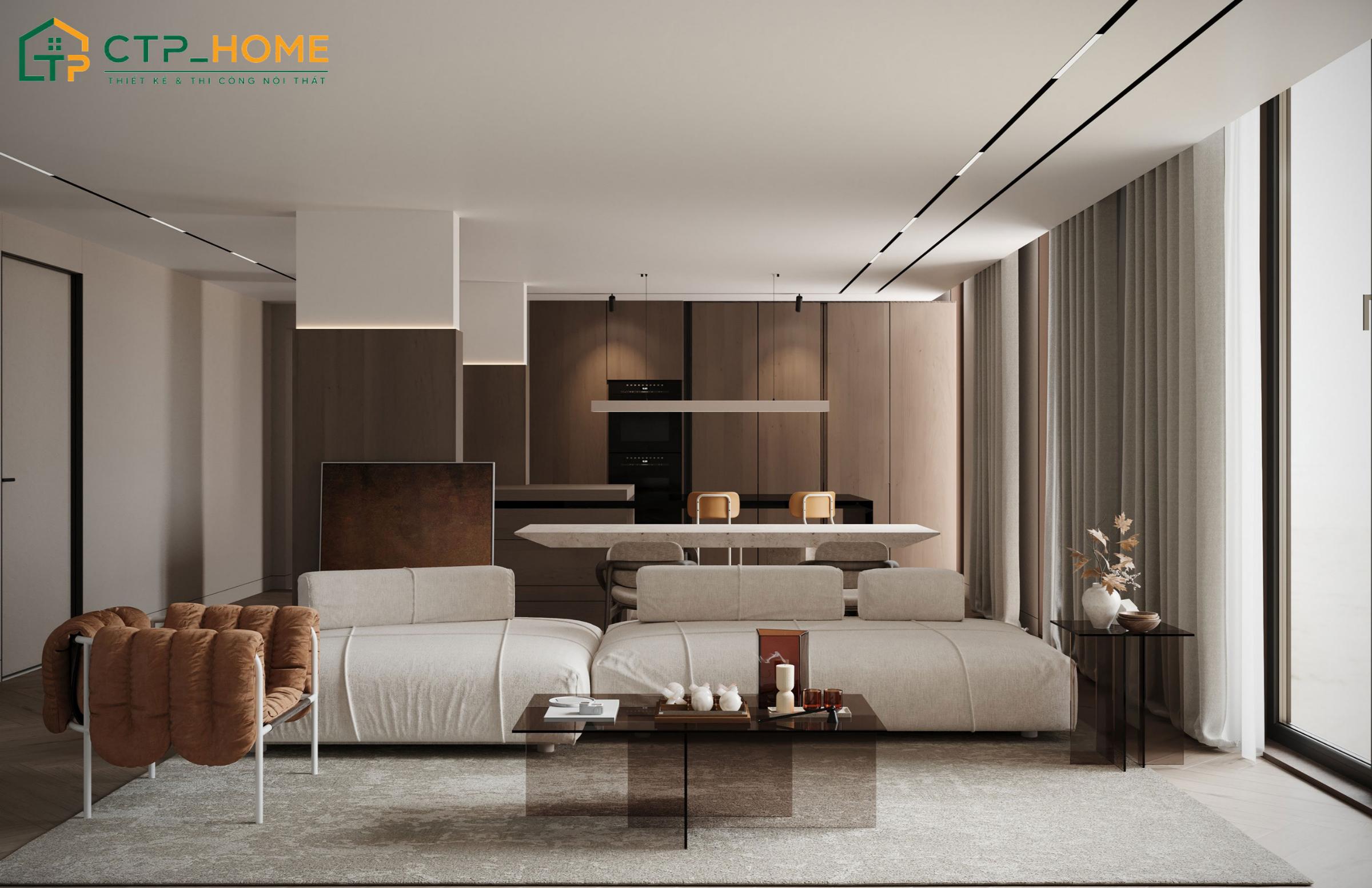 Mẫu thiết kế nội thất chung cư 2 phòng ngủ cho gia đình có 5 thành viên