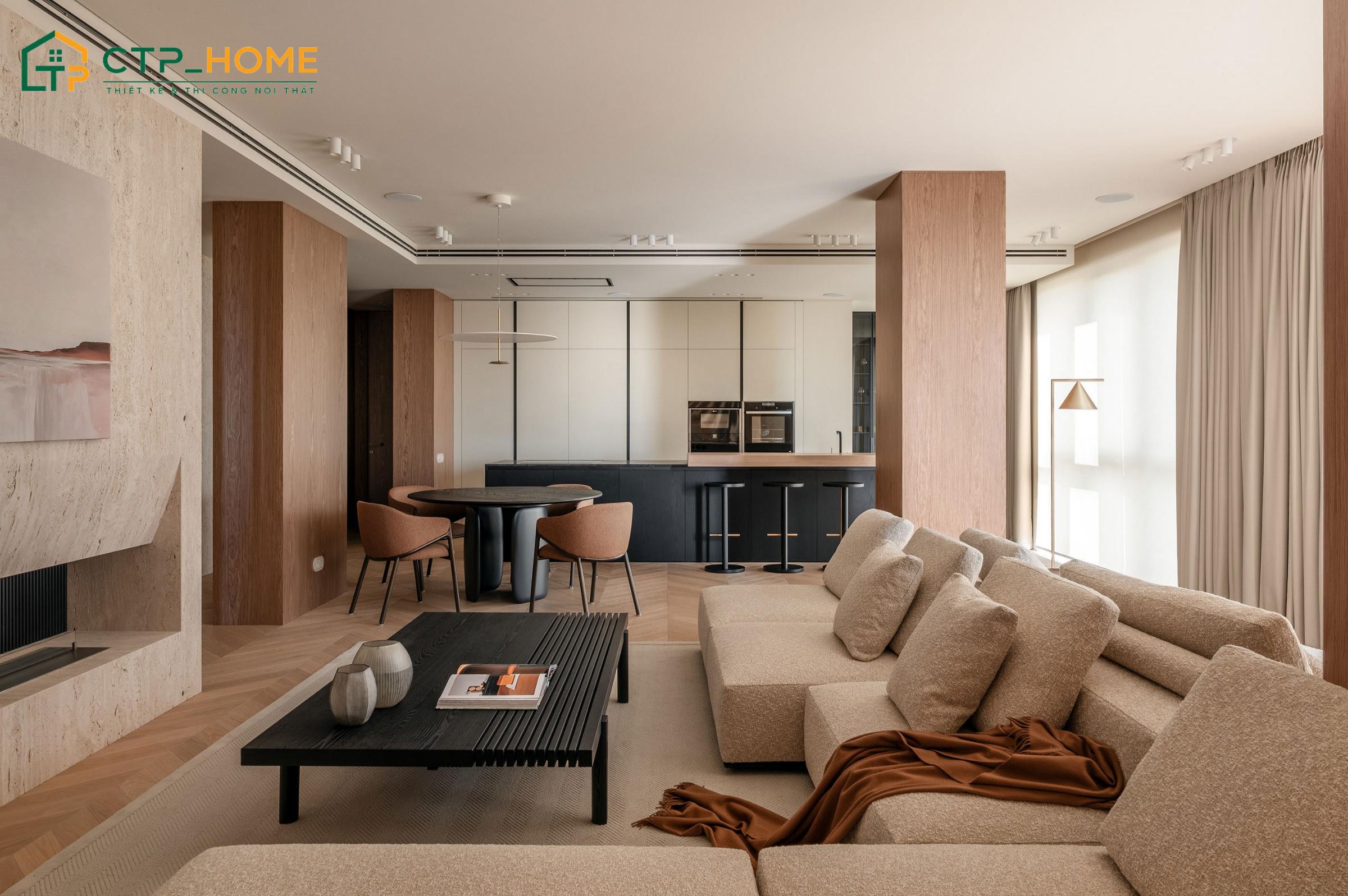 Mẫu thiết kế nội thất chung cư 2 phòng ngủ tối giản sẽ ưu tiên xu hướng không gian mở