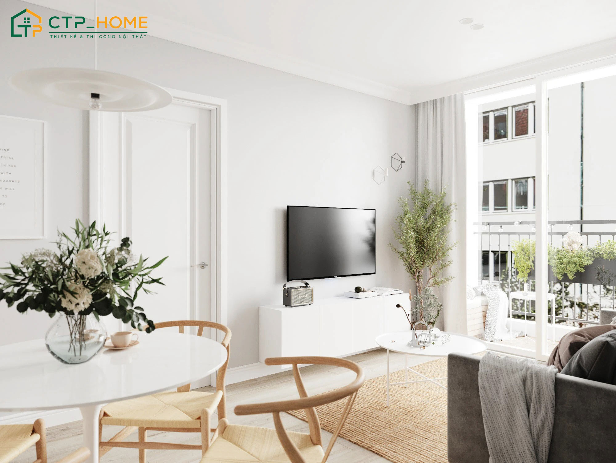 Mẫu thiết kế căn hộ 2 phòng ngủ tối giản để cho thuê với đầy đủ các tiện nghi cơ bản