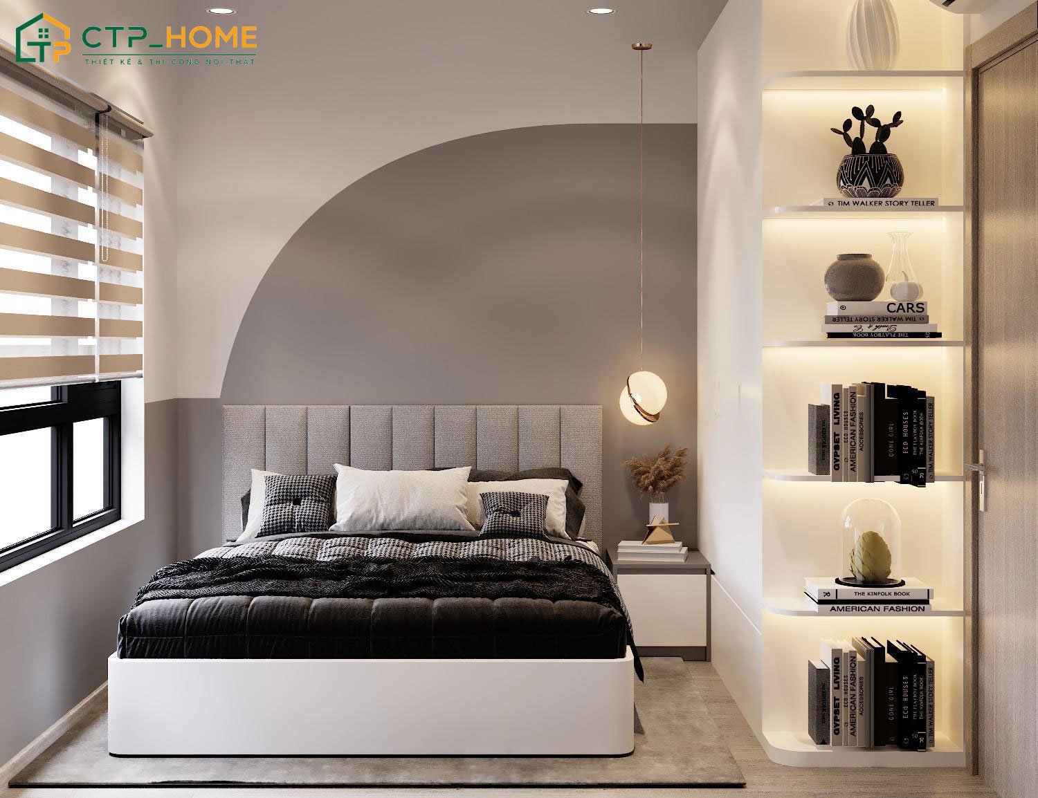 Mẫu thiết kế căn hộ 2 phòng ngủ với phòng ngủ hiện đại cho bé trai đón nhiều ánh sáng tự nhiên