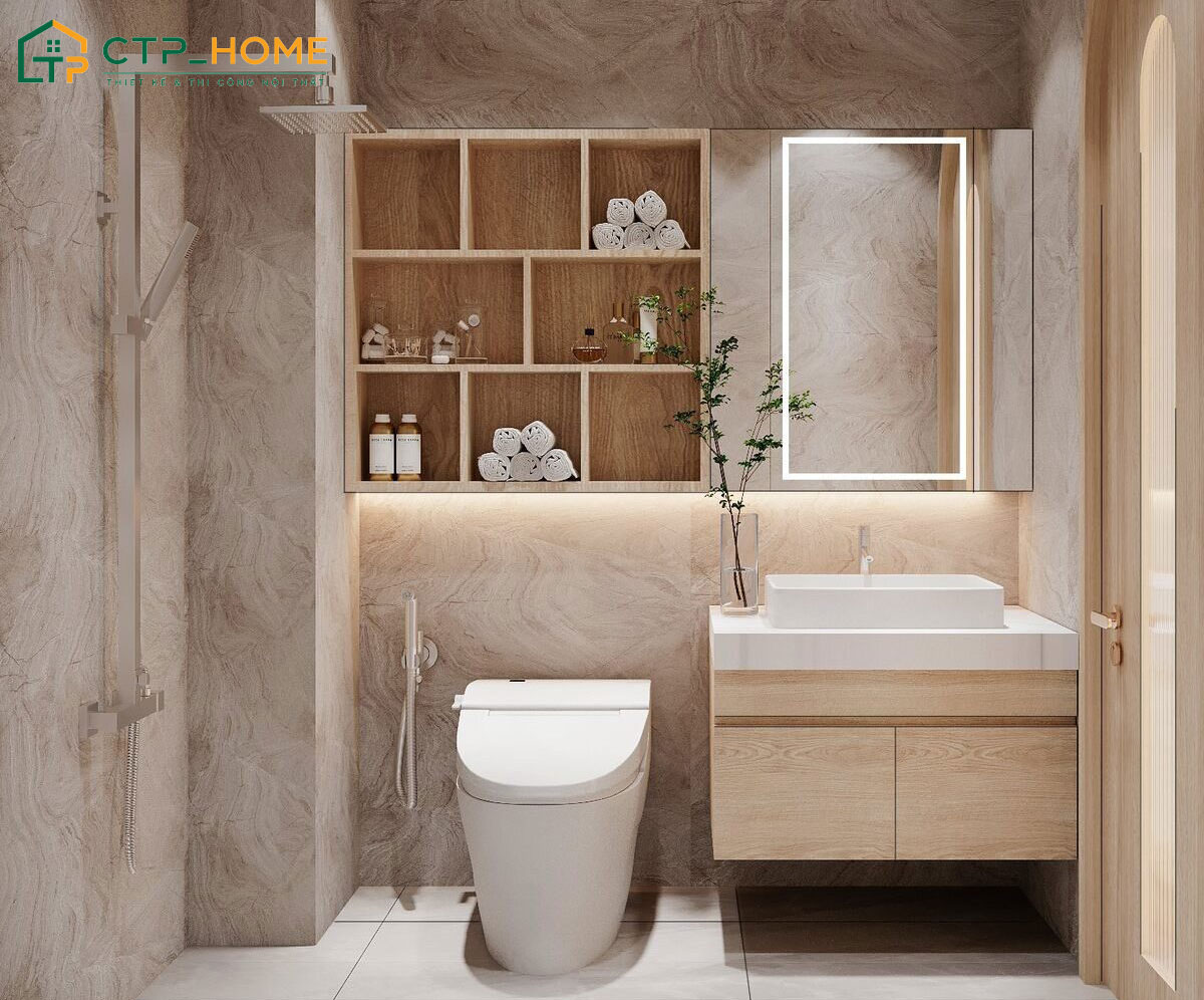 Mẫu thiết kế phòng tắm chung cư 2 phòng ngủ theo phong cách hiện đại