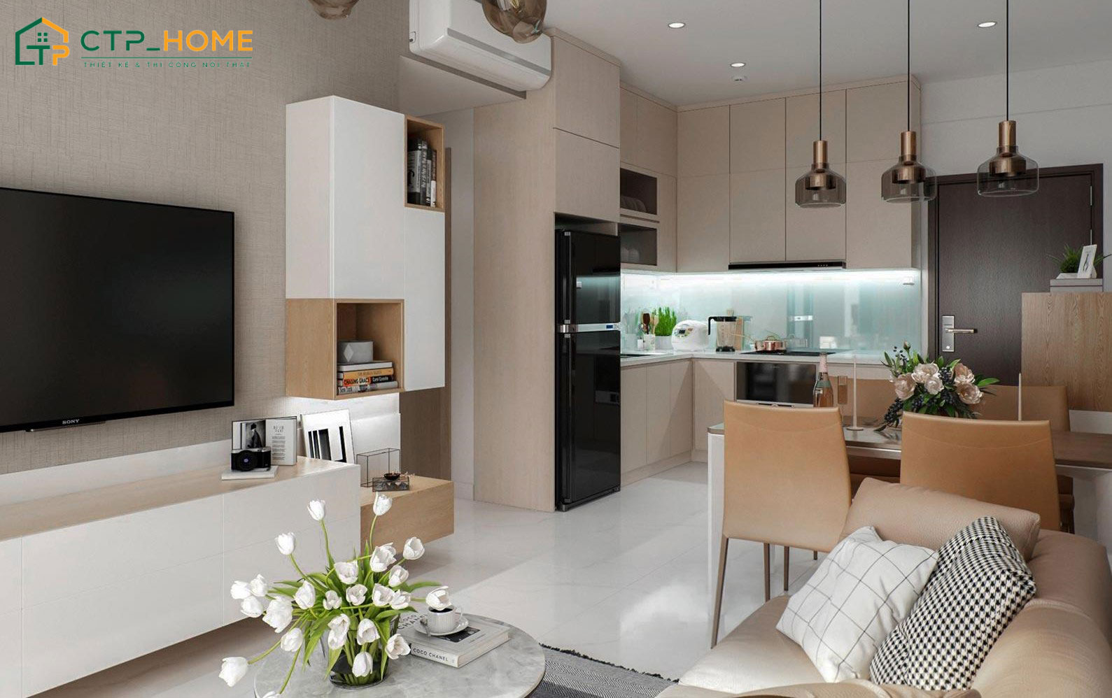 Xu hướng thiết kế nội thất chung cư 2 phòng ngủ theo không gian mở