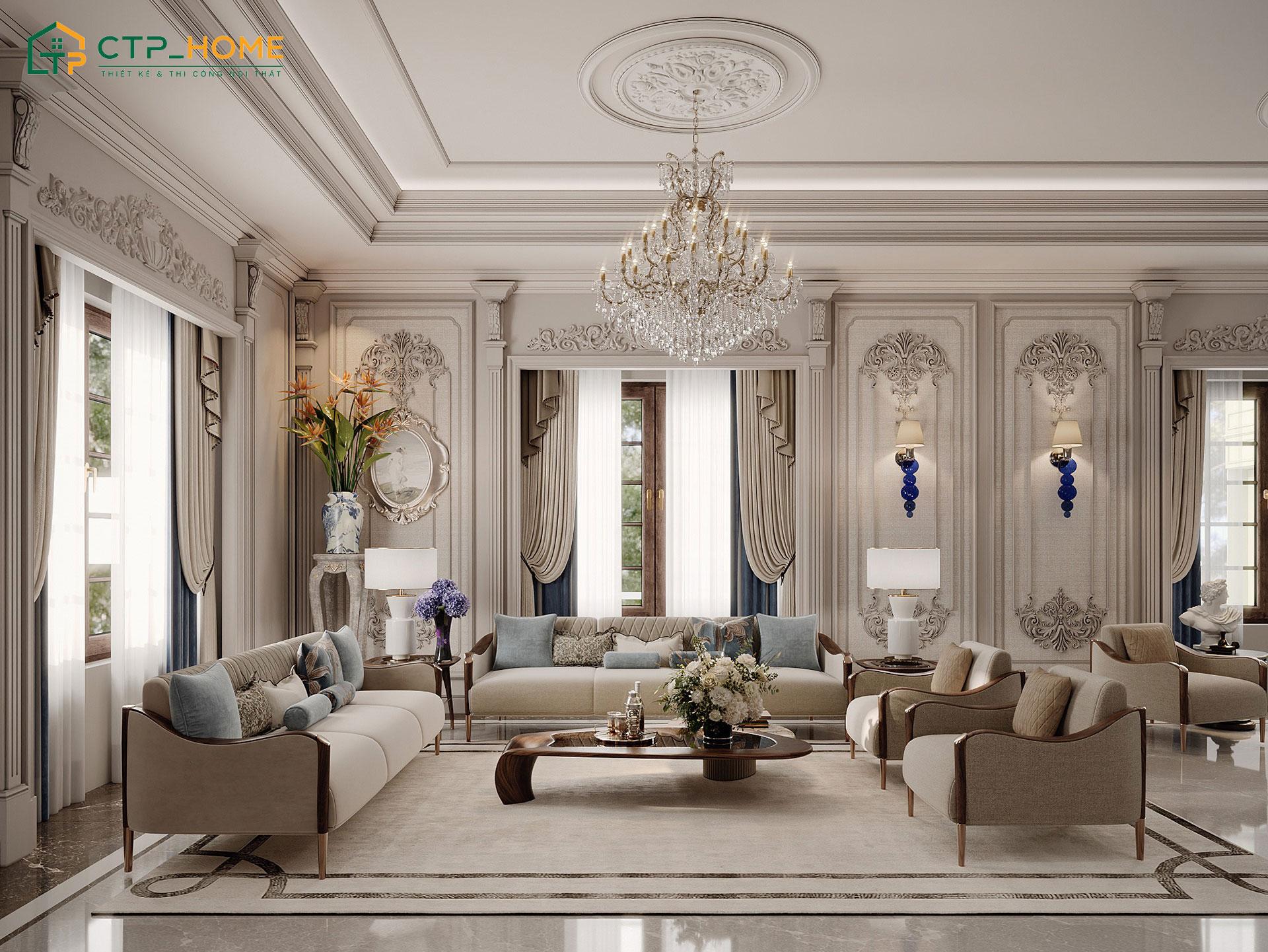Mẫu nội thất nhà phố tân cổ điển là sự kết hợp hài hòa giữa phong cách hiện đại và cổ điển