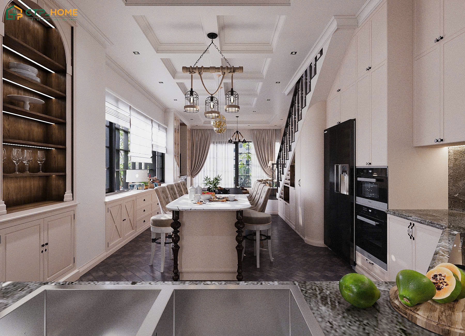 Phòng khách được CTP Home thiết kế theo hướng mở để mở rộng không gian