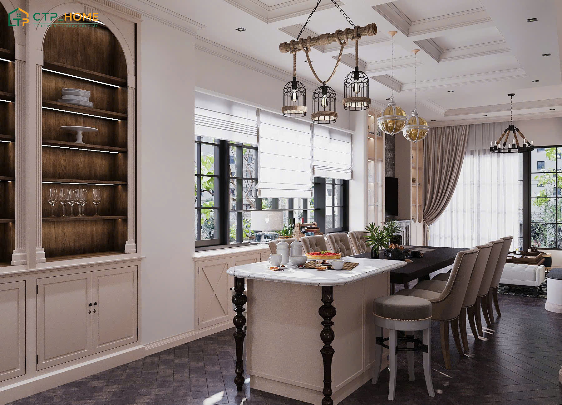 Khu vực phòng bếp thường là nơi gia đình Anh Lưu tụ họp sau một ngày dài