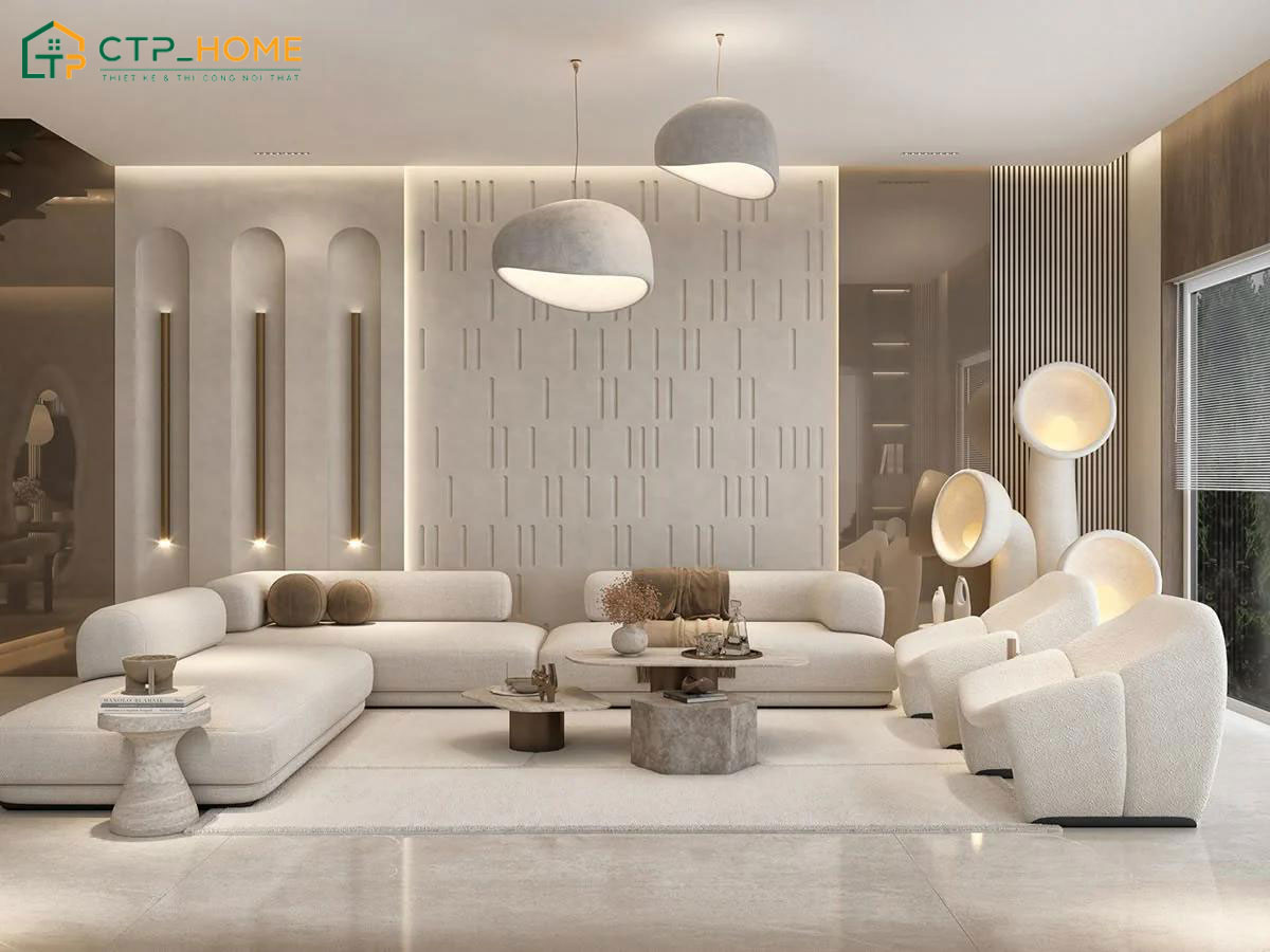 Mẫu thiết kế phòng khách hiện đại được bố trí theo yêu cầu riêng biệt của gia chủ