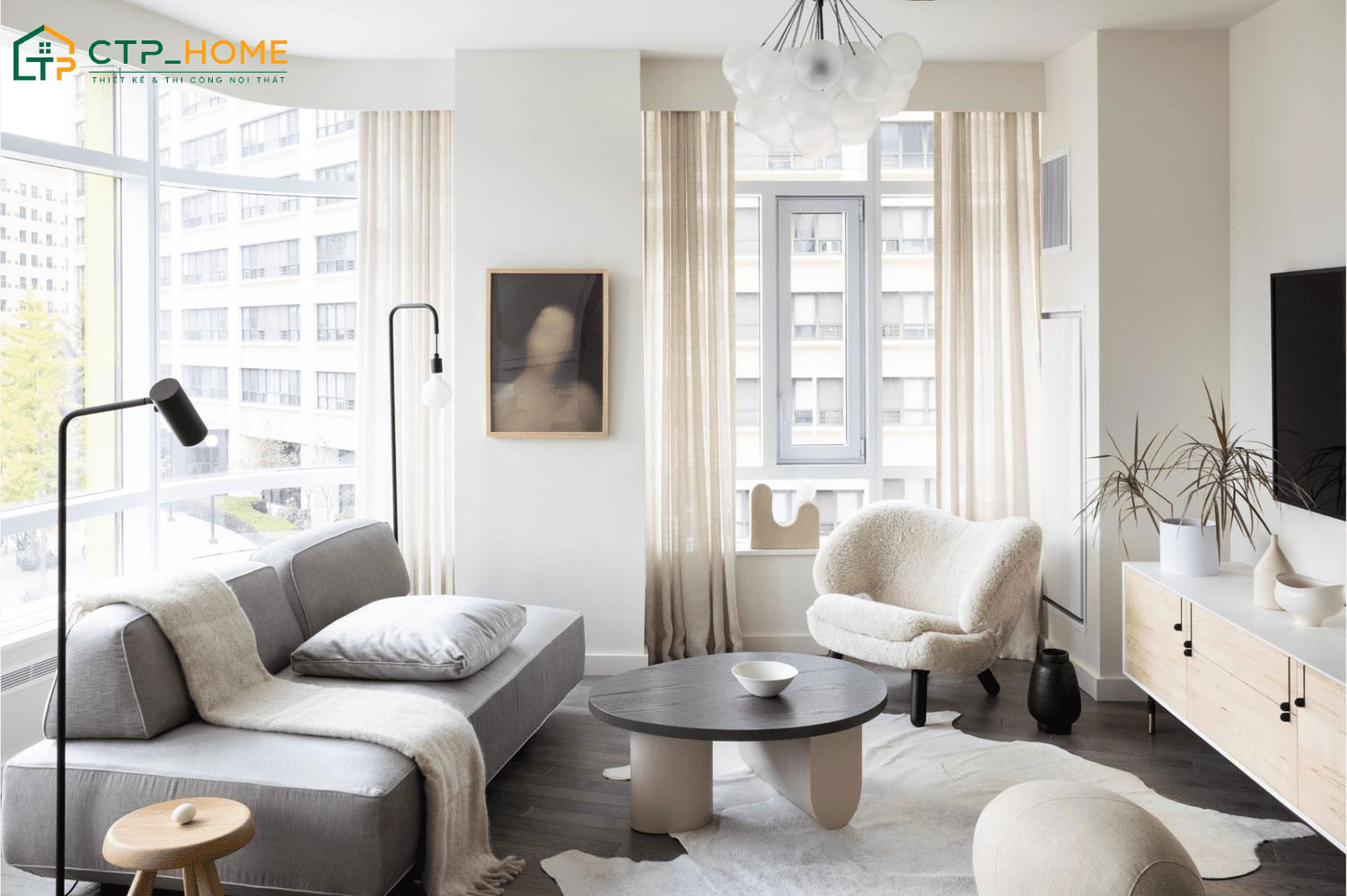 Mẫu phòng khách đẹp hiện đại cho chung cư 45m2 với đồ nội thất nhỏ gọn, tối ưu diện tích